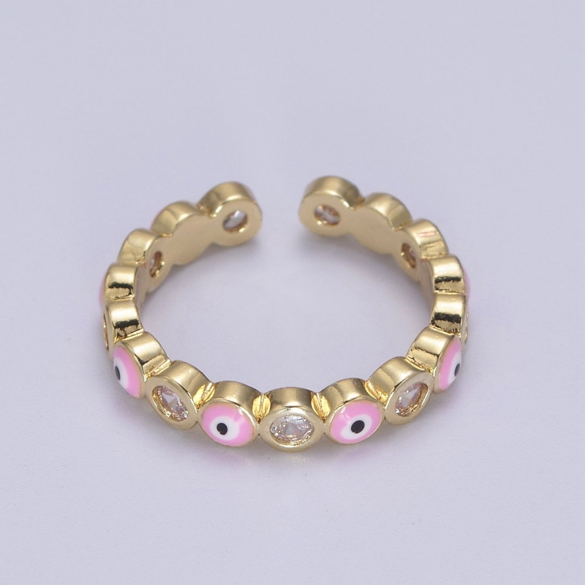 Evil Eye Ring, Minimalist Gold Ring, Dainty Stackable Ring 14k Gold Filled Open Adjustable Ring Amulet Jewelry U-331~U-335