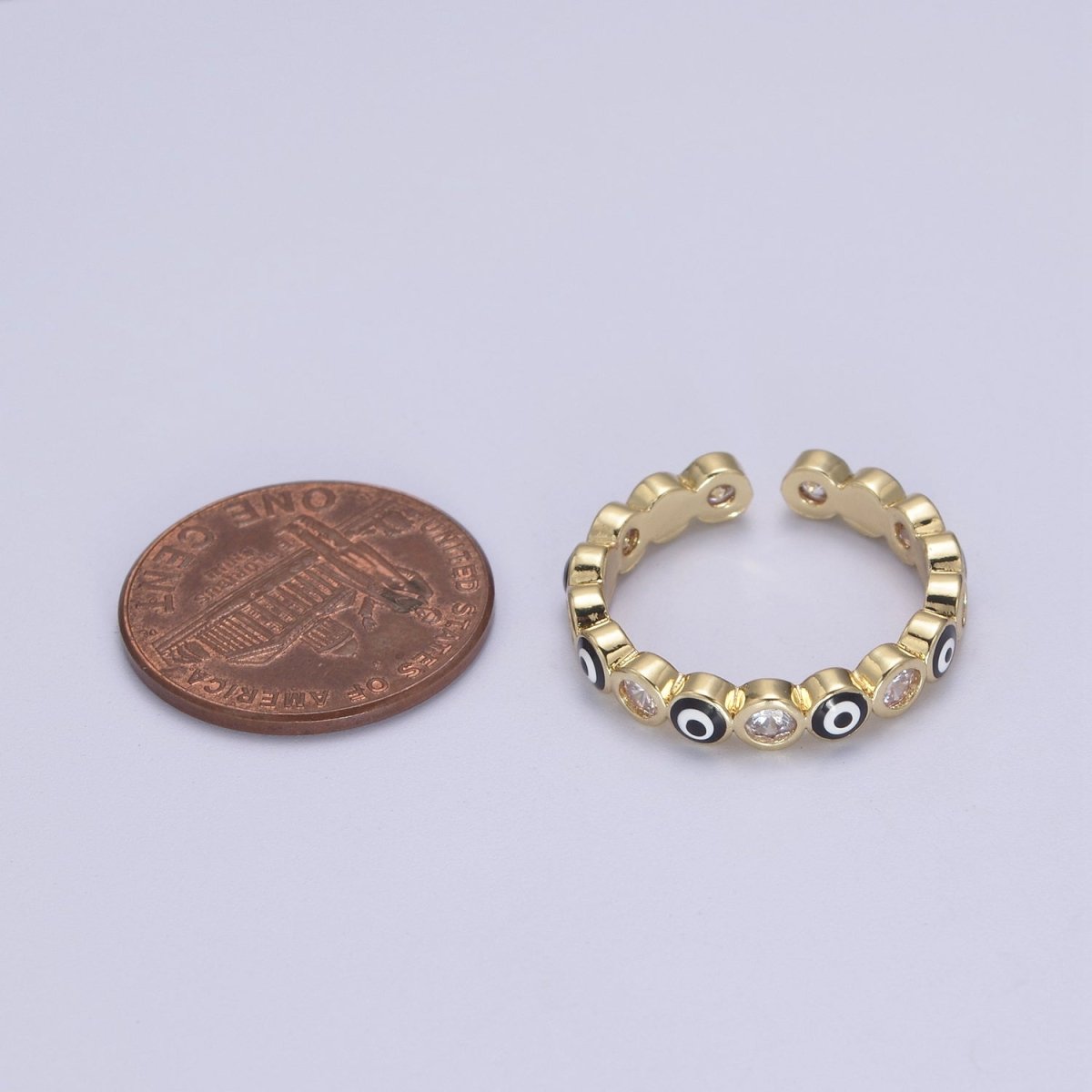 Evil Eye Ring, Minimalist Gold Ring, Dainty Stackable Ring 14k Gold Filled Open Adjustable Ring Amulet Jewelry U-331~U-335