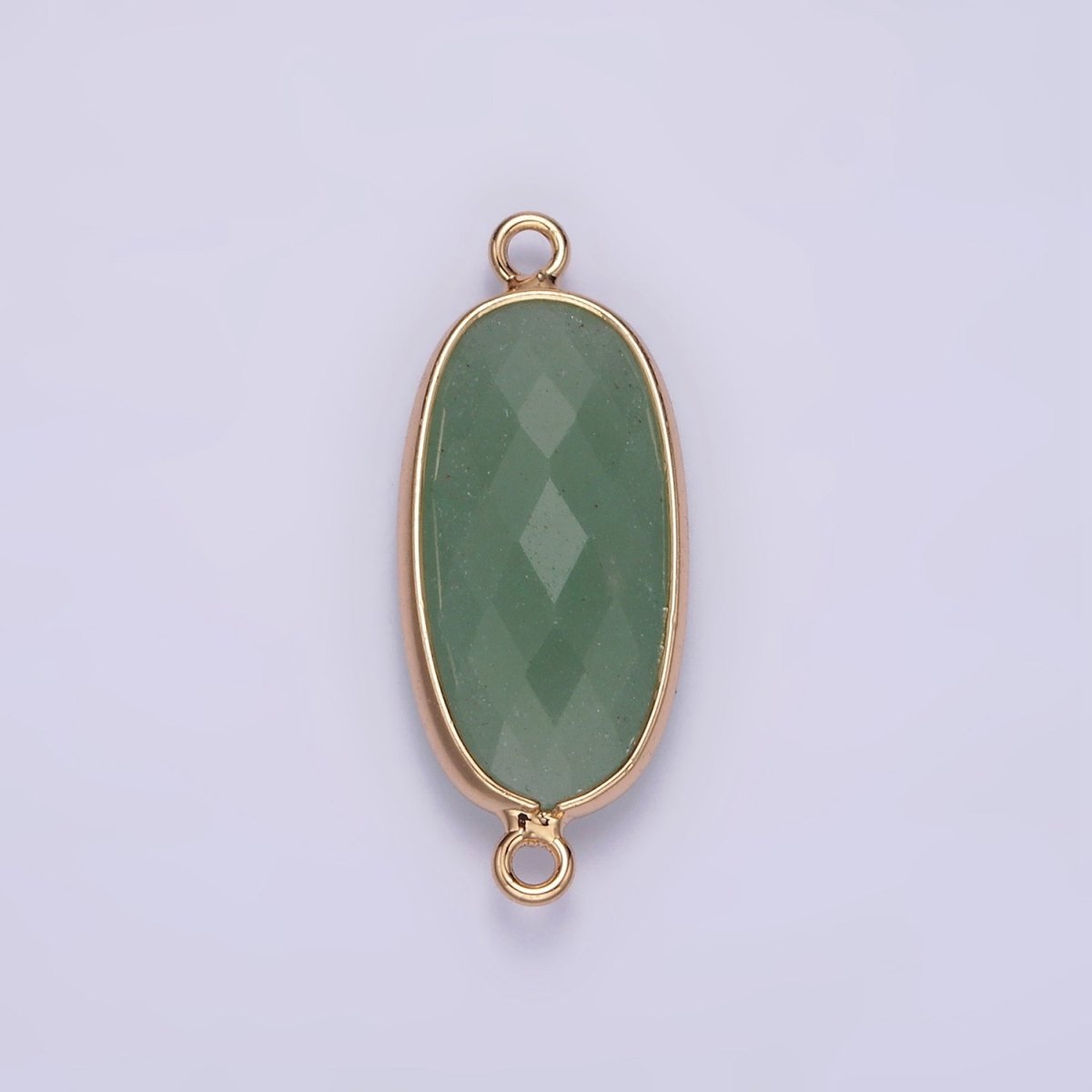 Faceted Gemstone Oval Gold Charm Connector Rose Quartz Onyx Labradorite Amethyst Amazonite Charm G033 - G043