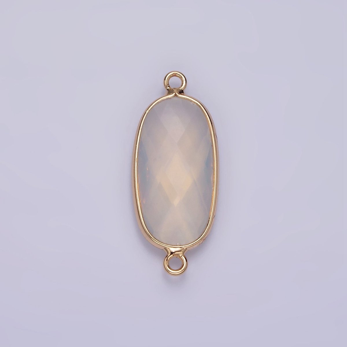 Faceted Gemstone Oval Gold Charm Connector Rose Quartz Onyx Labradorite Amethyst Amazonite Charm G033 - G043