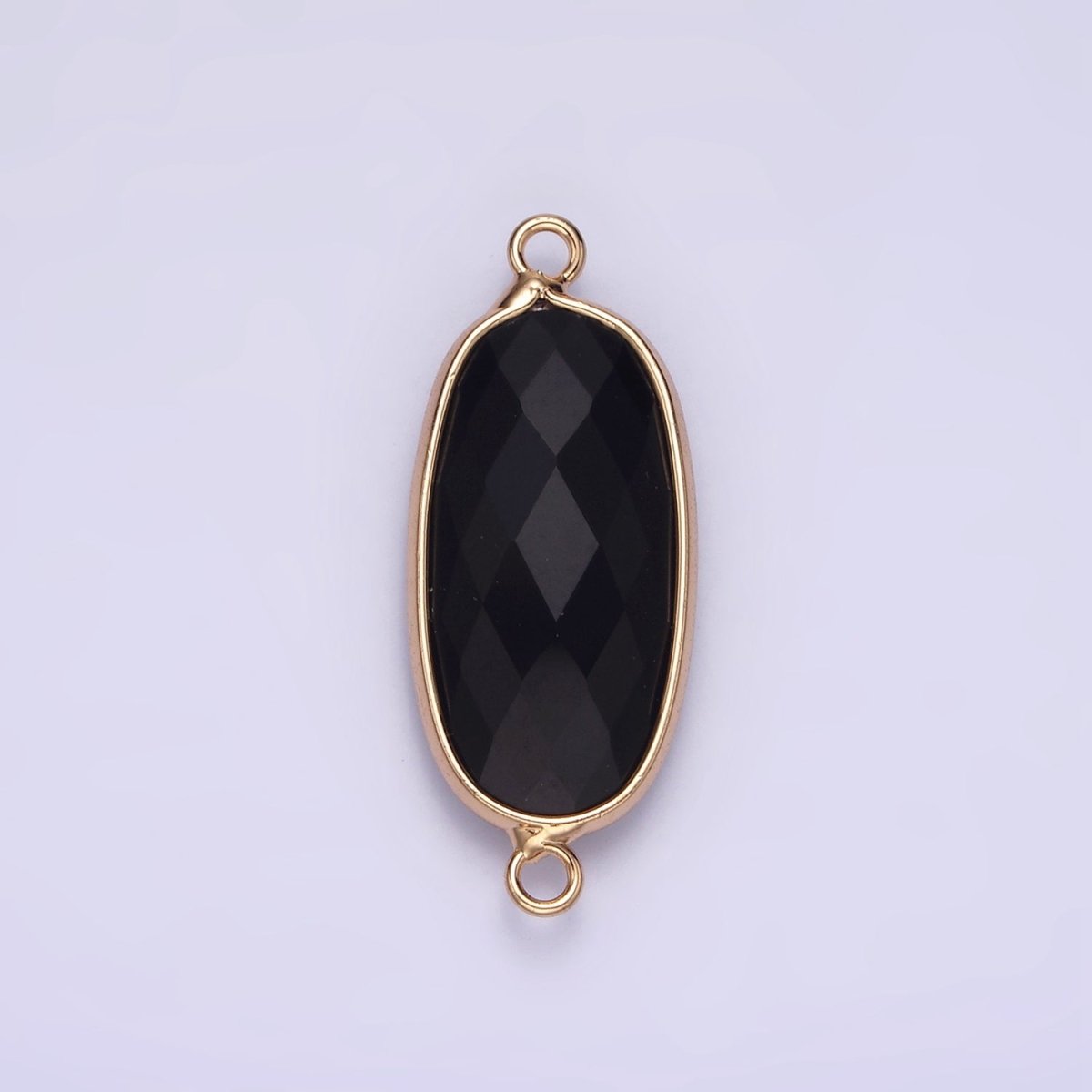 Faceted Gemstone Oval Gold Charm Connector Rose Quartz Onyx Labradorite Amethyst Amazonite Charm G033 - G043