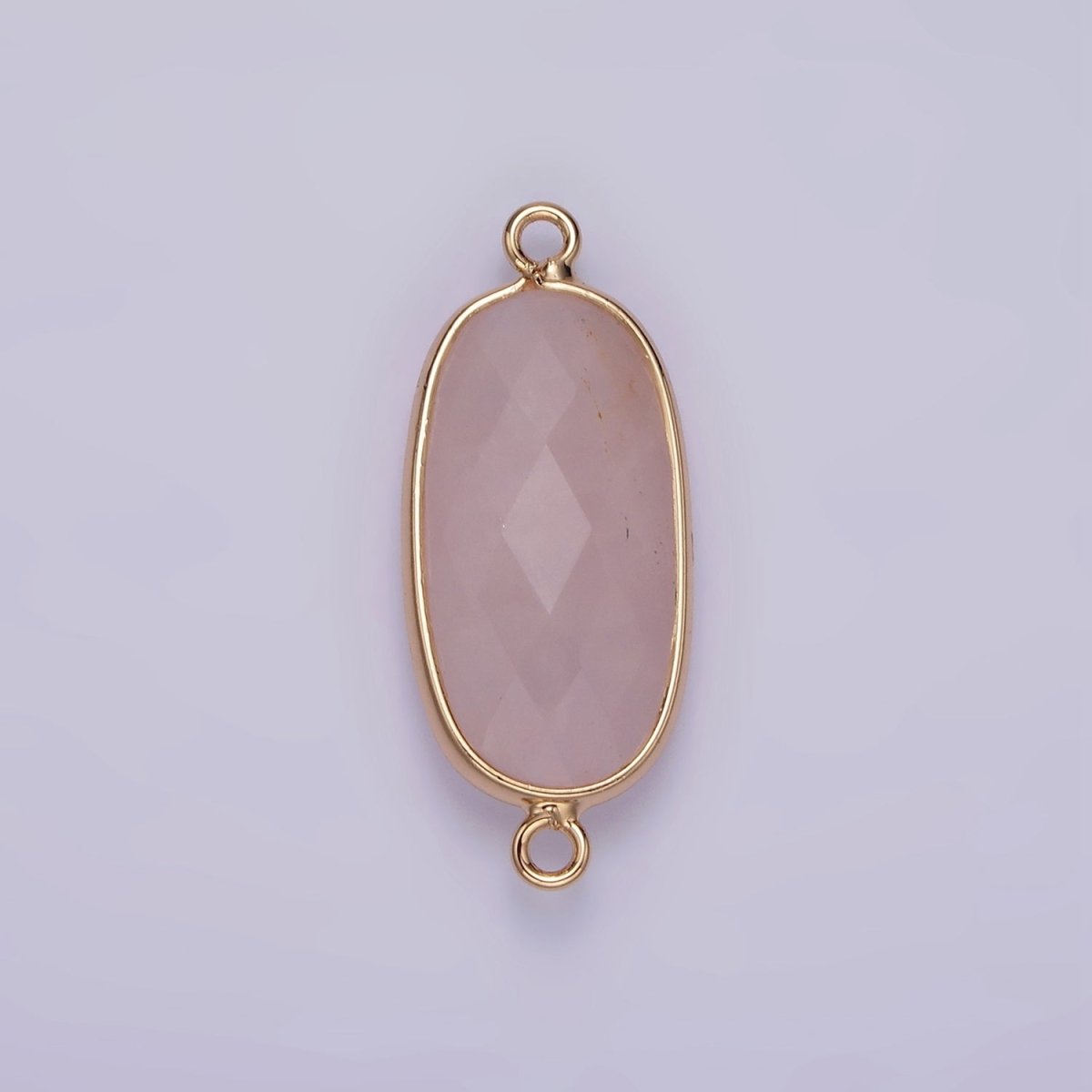 Faceted Gemstone Oval Gold Charm Connector Rose Quartz Onyx Labradorite Amethyst Amazonite Charm G033 - G043