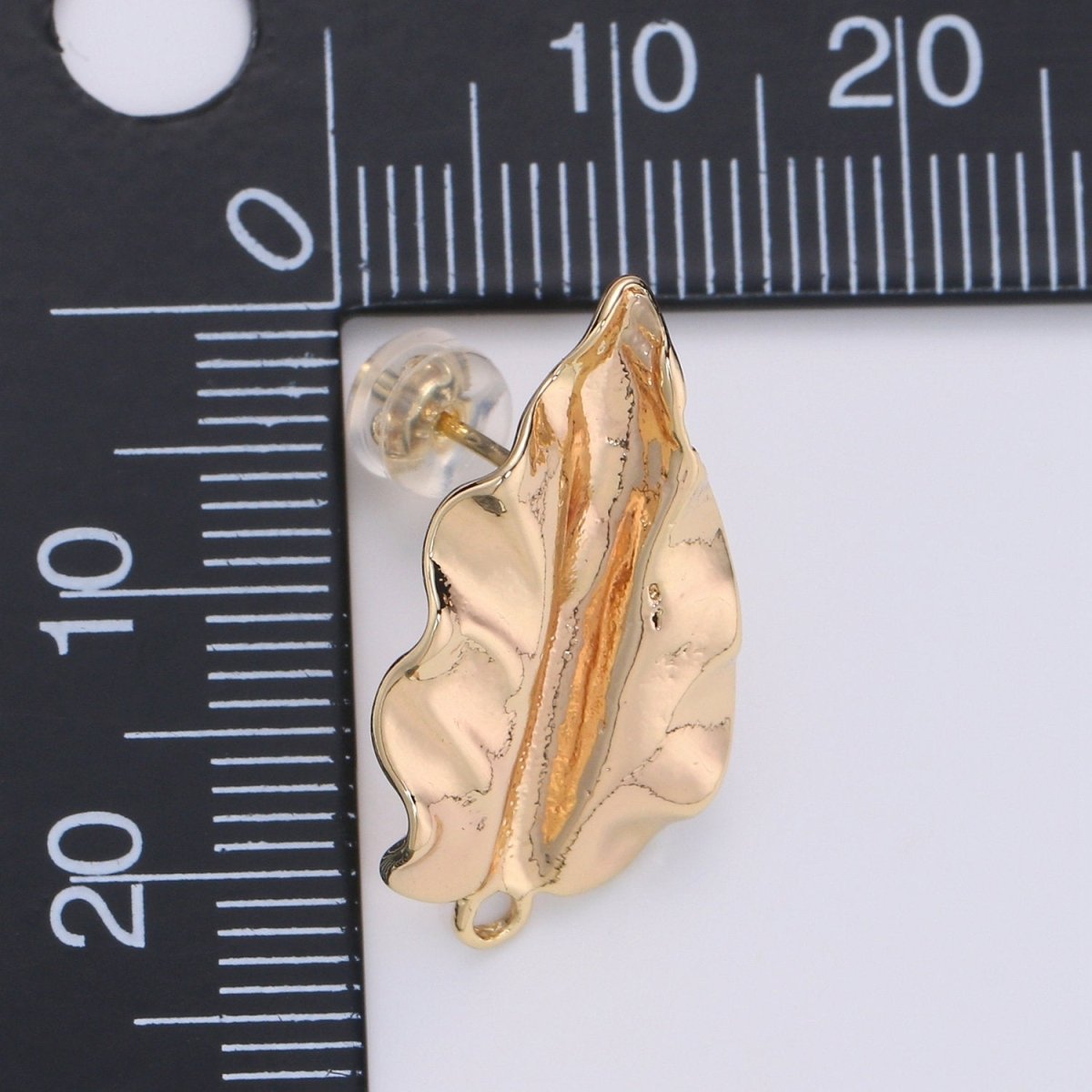Fall Leaf Stud Earring Gold Vermeil Foliage Earring DIY Jewelry Component for Christmas Gift L-012