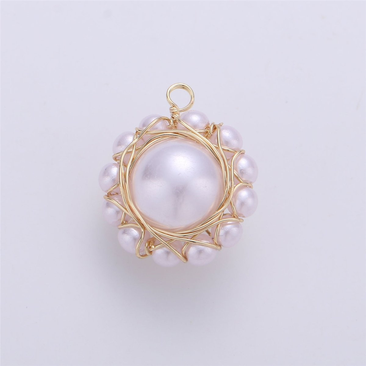 Faux Pearls in Hand Wired Circle E-507 - DLUXCA