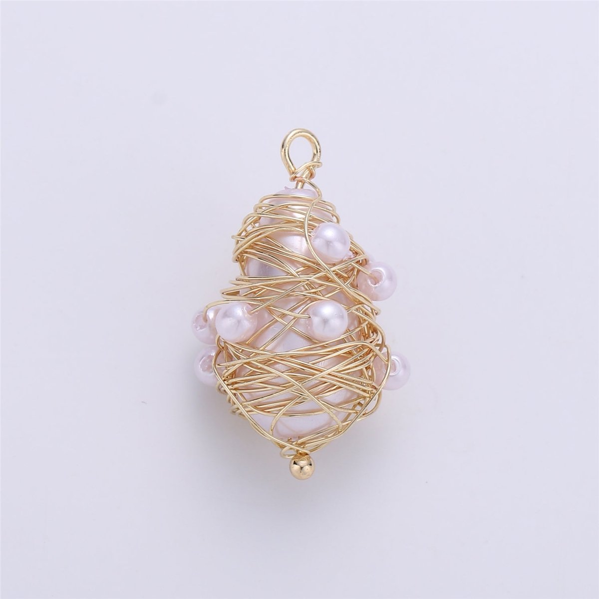 Faux Pearls in Hand Wired Ornament E-501 - DLUXCA