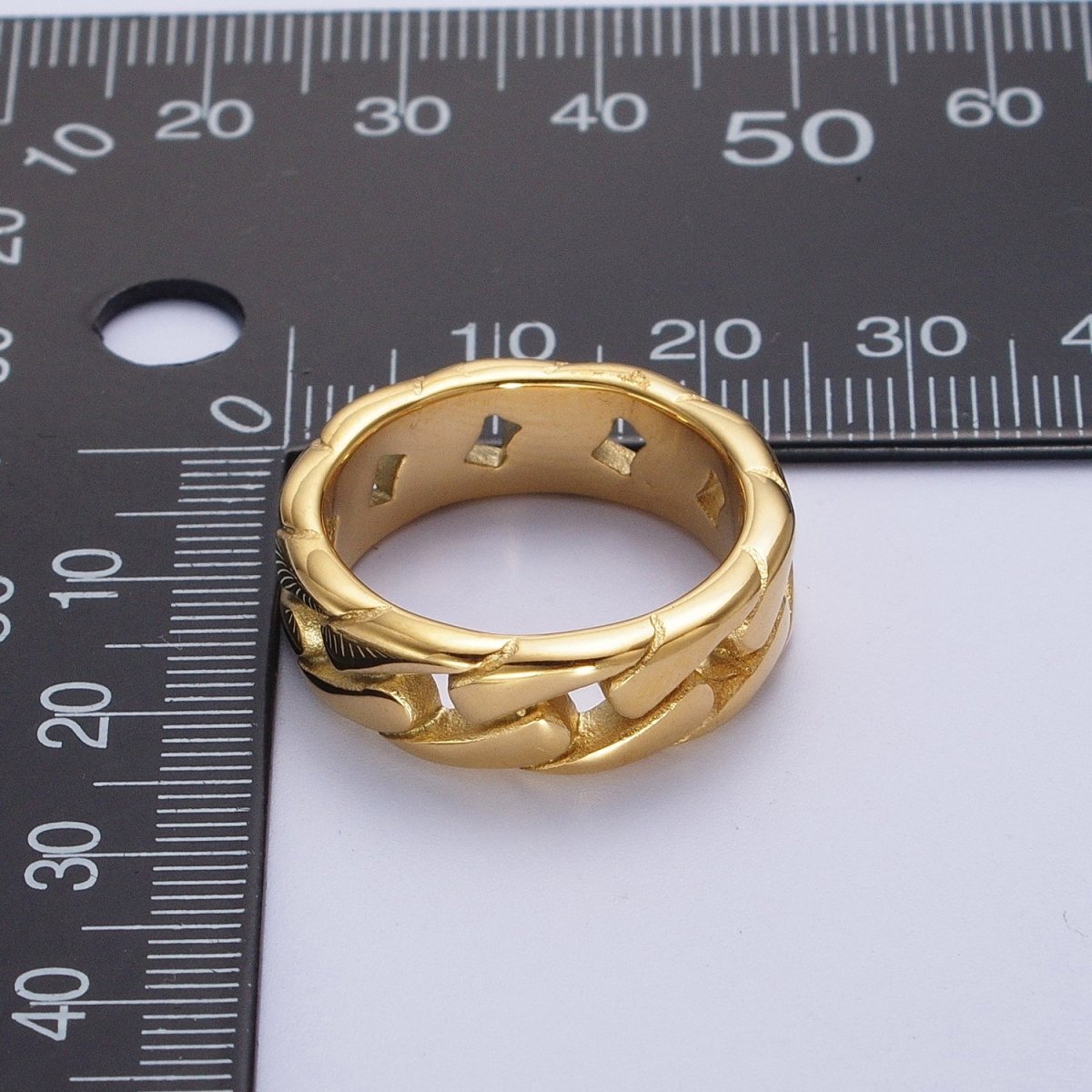 OS Flat Curb Chain Link Gold/Silver Stainless Steel Ring | O2023~ O2026