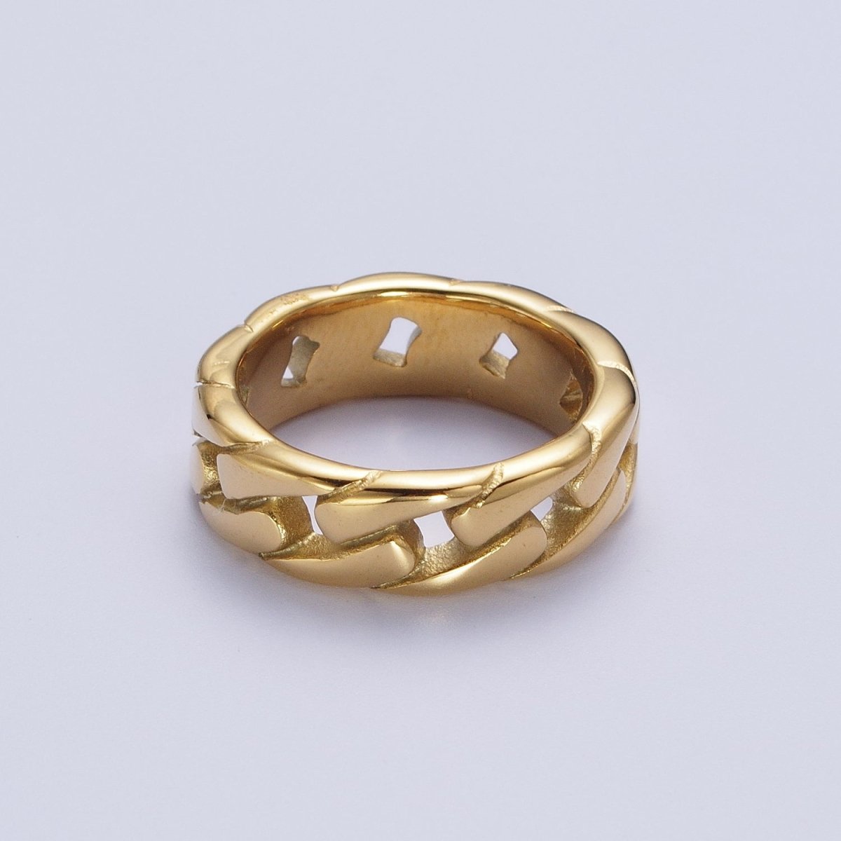 OS Flat Curb Chain Link Gold/Silver Stainless Steel Ring | O2023~ O2026