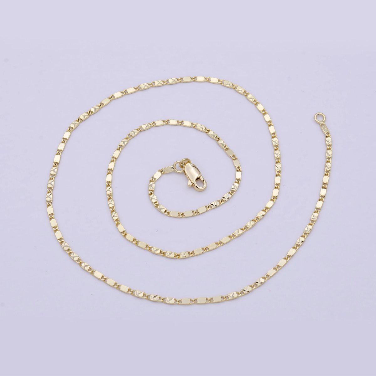 Flat Star Scroll Chain Necklace, Dainty 1.8mm Flat Link Necklace w/ Lobster Clasp | WA-814 Clearance Pricing