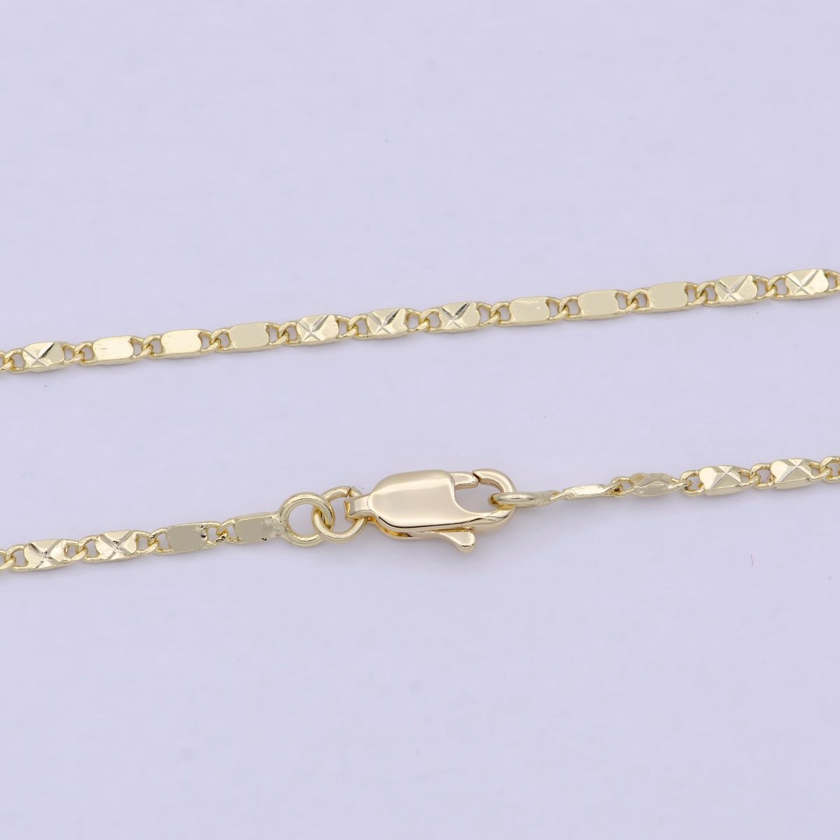 Flat Star Scroll Chain Necklace, Dainty 1.8mm Flat Link Necklace w/ Lobster Clasp | WA-814 Clearance Pricing