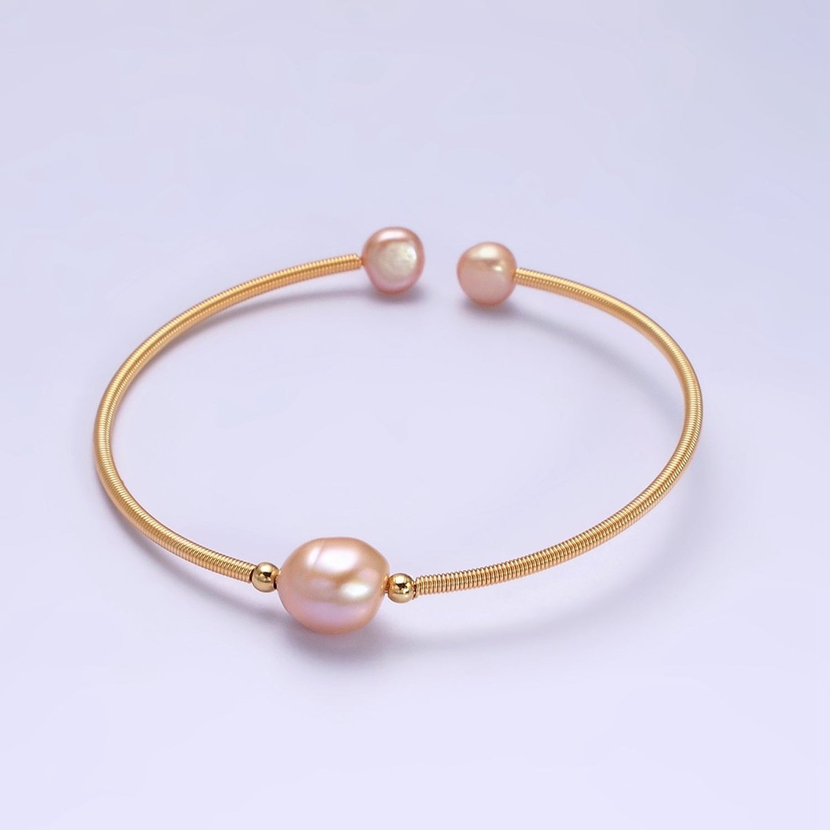 Floating Pearl Cuff Bracelet - White Pink Pearl Bangle - Gold Pearl Bracelet Minimalist jewelry | WA-1862 WA-1863 Clearance Pricing