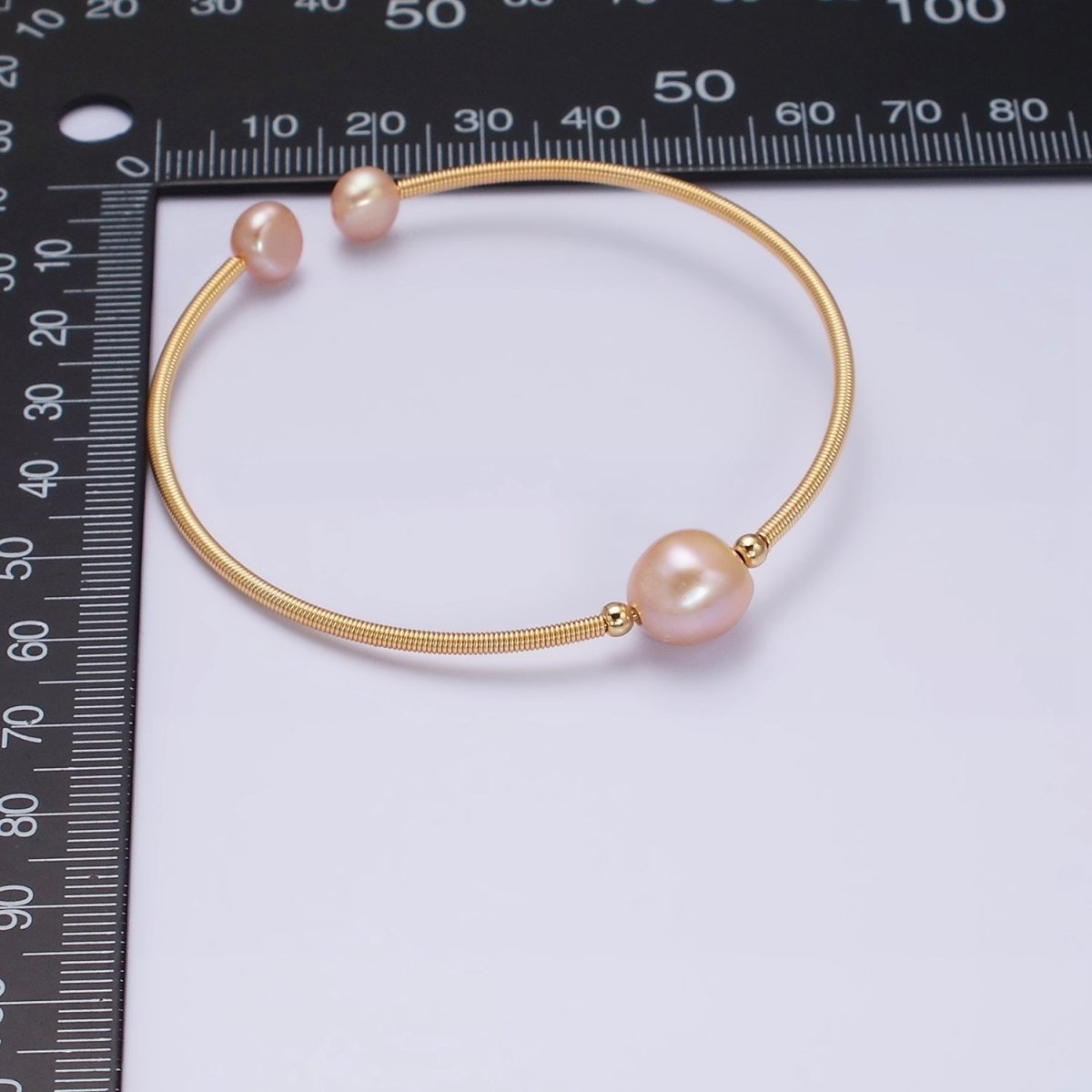Floating Pearl Cuff Bracelet - White Pink Pearl Bangle - Gold Pearl Bracelet Minimalist jewelry | WA-1862 WA-1863 Clearance Pricing
