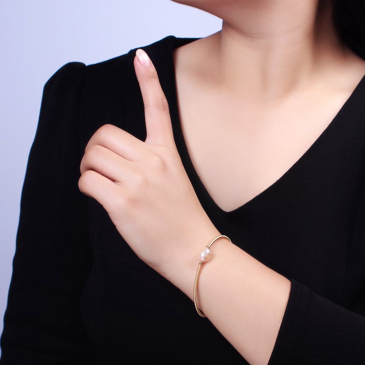 Floating Pearl Cuff Bracelet - White Pink Pearl Bangle - Gold Pearl Bracelet Minimalist jewelry | WA-1862 WA-1863 Clearance Pricing