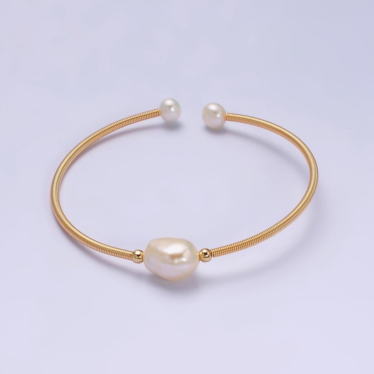 Floating Pearl Cuff Bracelet - White Pink Pearl Bangle - Gold Pearl Bracelet Minimalist jewelry | WA-1862 WA-1863 Clearance Pricing