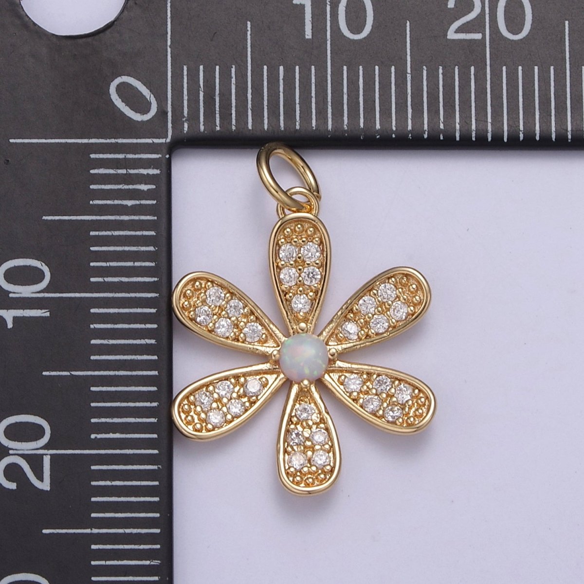 Flower Charm Pendant - Cute Daisy Flower Micro Pave Charm for Earring Bracelet Necklace N-427 - DLUXCA