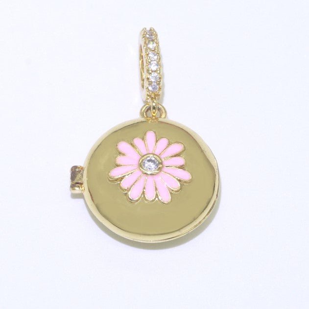 Flower Gold Filled Round Pendants J-864