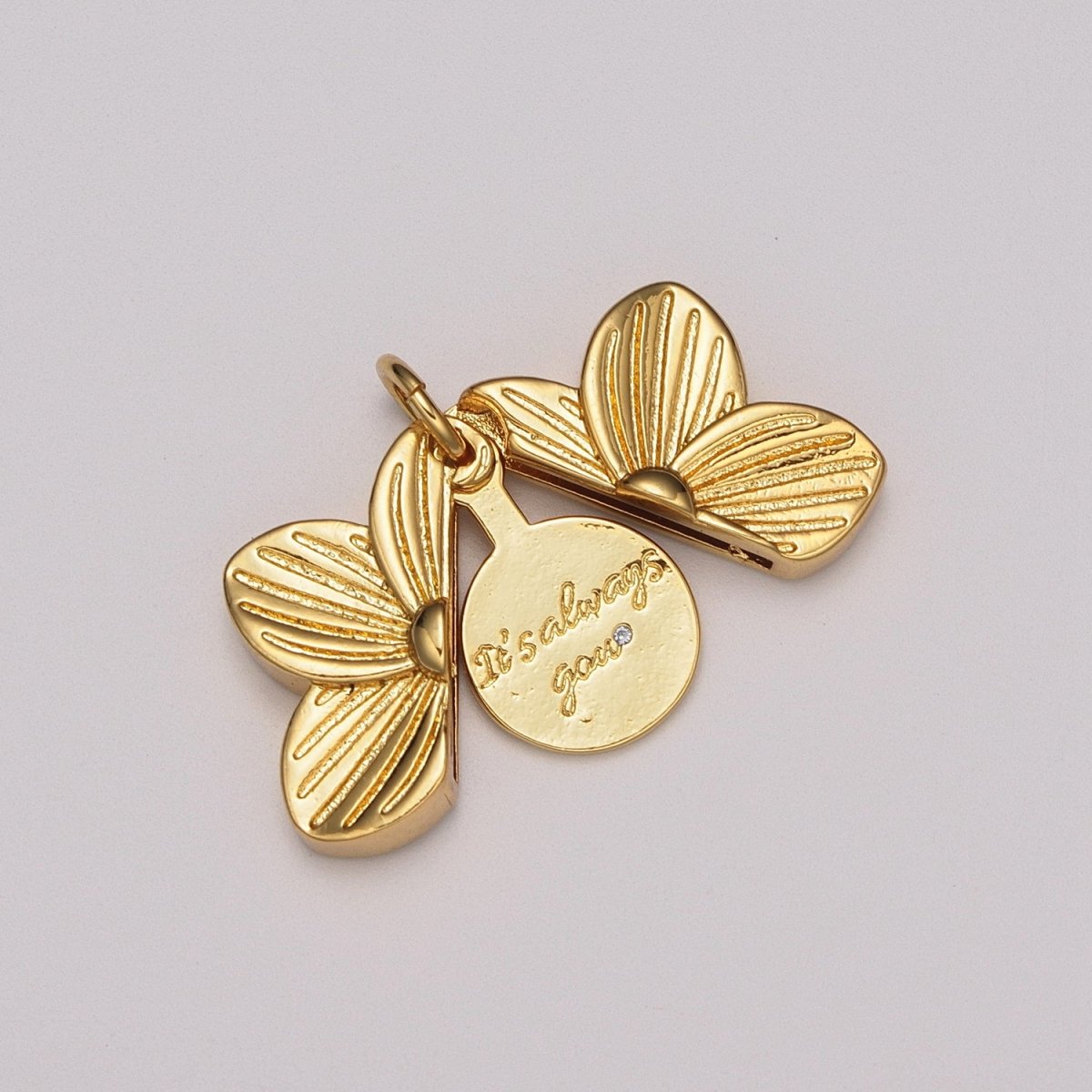 Flower Locket Charm Necklace Encouraging Word Pendant Necklace Engraved Jewelry M-834 - M-837