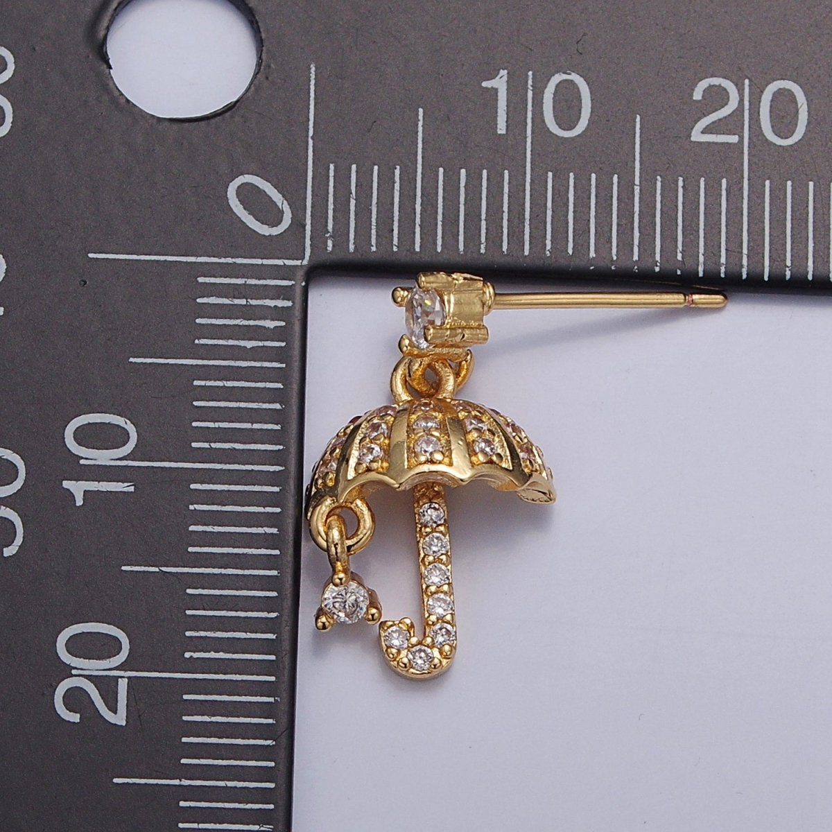 Flying Umbrella Gold Earring Dangle Stud T-400 - DLUXCA
