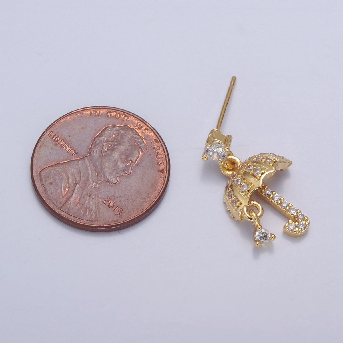 Flying Umbrella Gold Earring Dangle Stud T-400 - DLUXCA