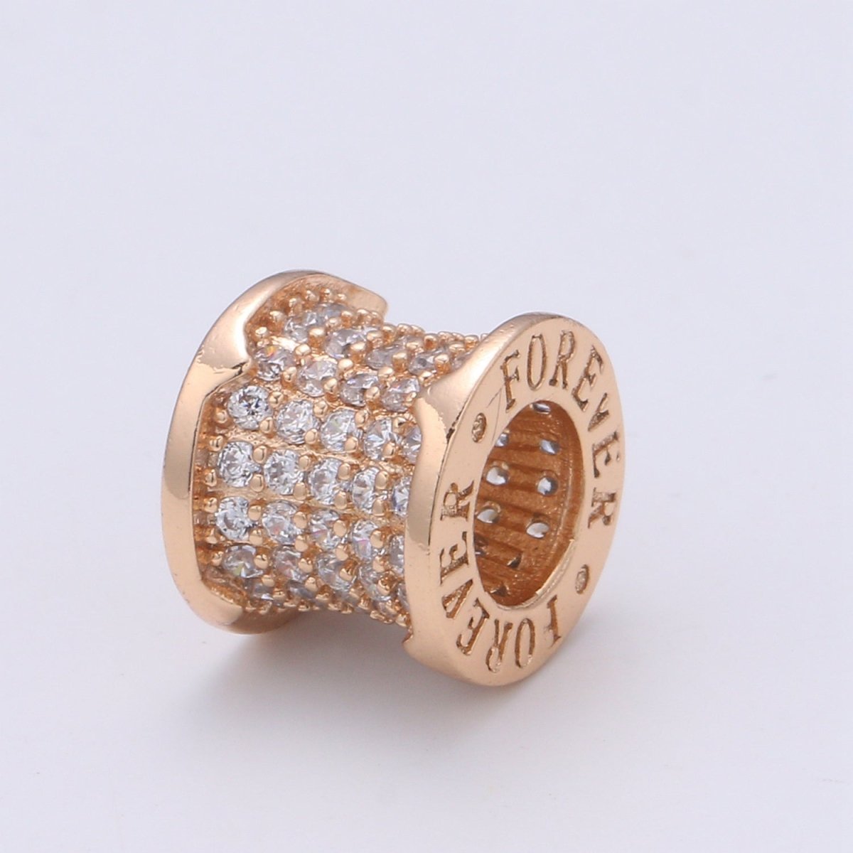 Forever Rose Gold Filled Tube beads, clear Micro Pave Bead / CZ Bead / Cubic Zirconia tube beads For Bracelet Necklace Charm Bracelet Supply B-399