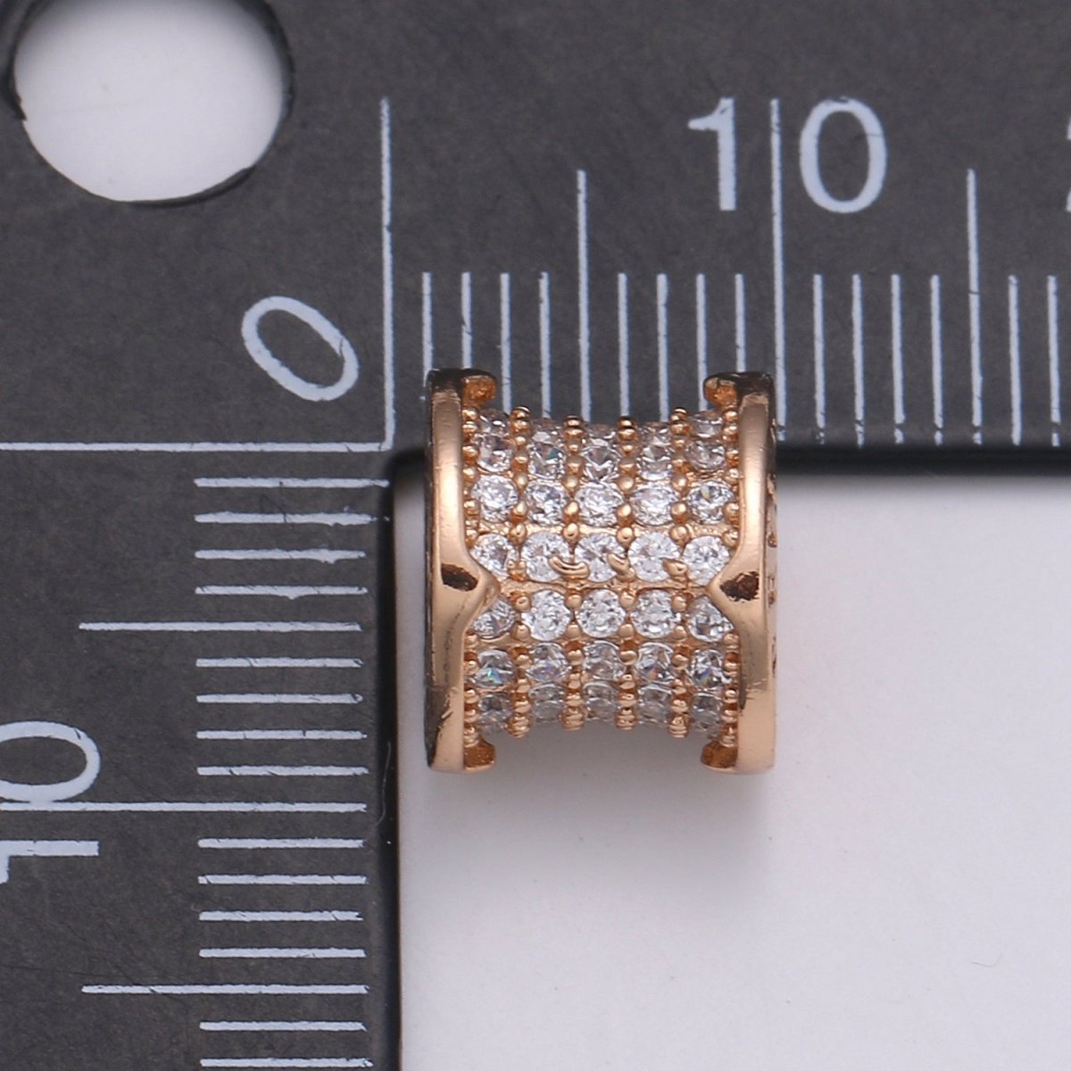 Forever Rose Gold Filled Tube beads, clear Micro Pave Bead / CZ Bead / Cubic Zirconia tube beads For Bracelet Necklace Charm Bracelet Supply B-399