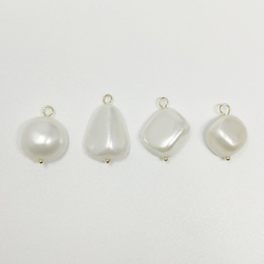 OS Freeform Pearl Charm Gold Smooth Natural White Shell Nugget Pearl pendant - Measuring 10-12mm P-1573 P-1574