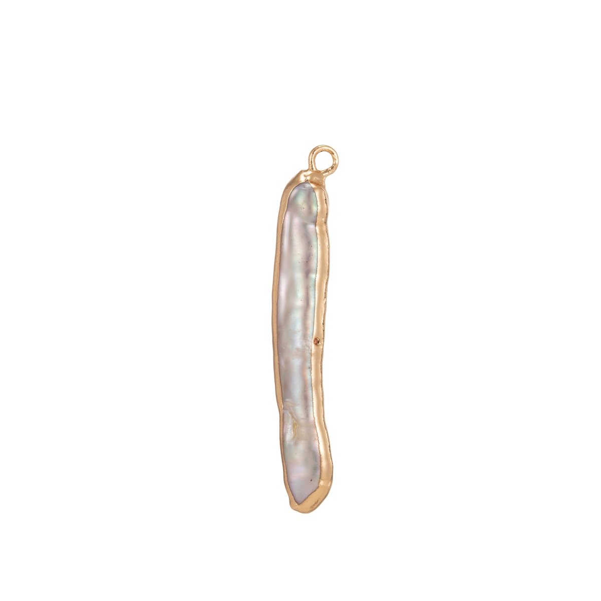 Freeform Rice Pearls Charm w/ 18K Gold Plated Edge Pearls Pendant Natural freshwater pearls Small pearls Charm for jewelry Making 37x6mm P-1591 - DLUXCA