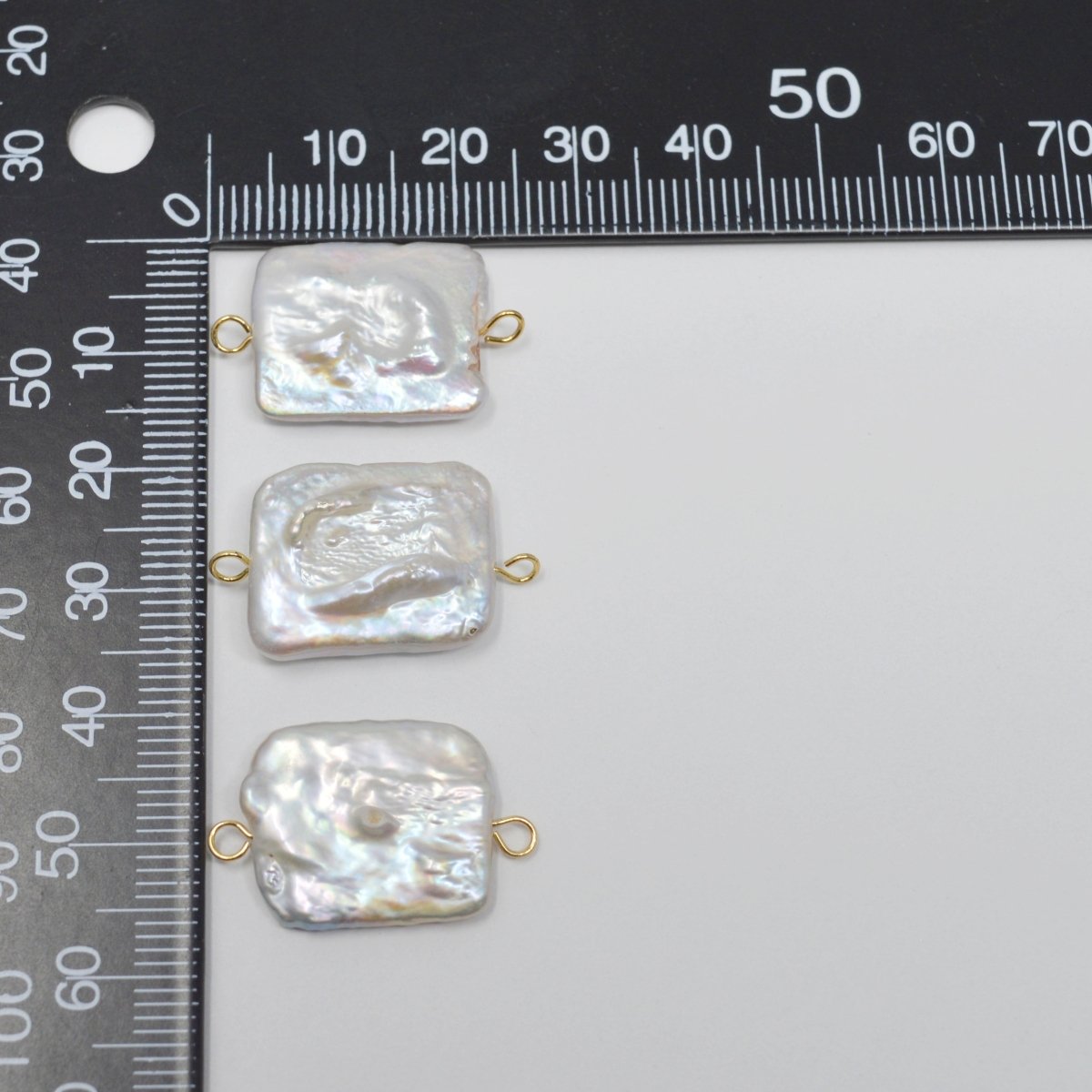 Freeform Square Shape Genuine Freshwater Pearls Connector, 15x25mm, Irregular Rectangle Fresh Water Keishi Pearl Beads Charm Wholesale P-1802
