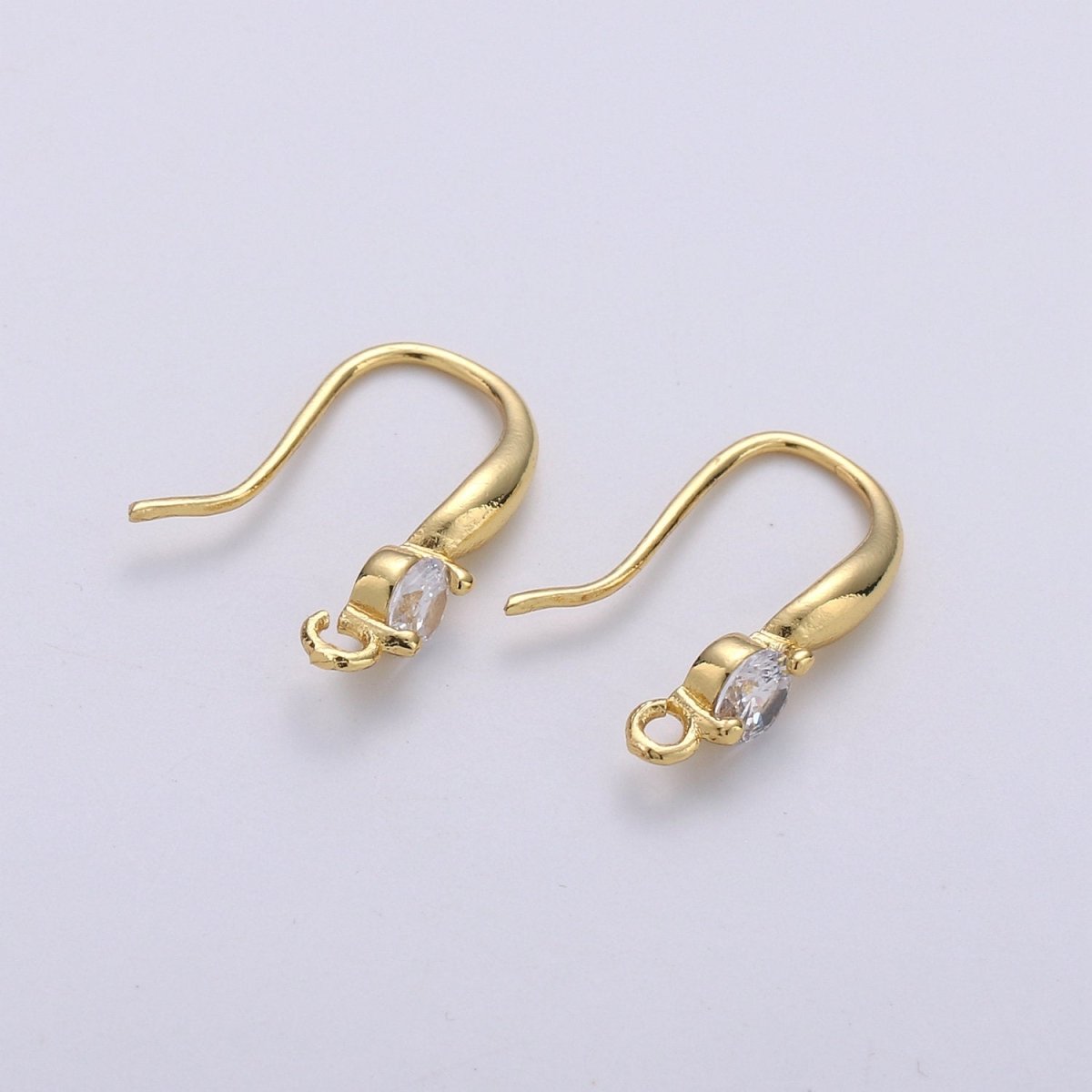 French Hook Earrings in Gold, French Hook Earrings / Gold Hook Ear Wires w/ Cz / French Hook / Earrings Craft K-822 K-823