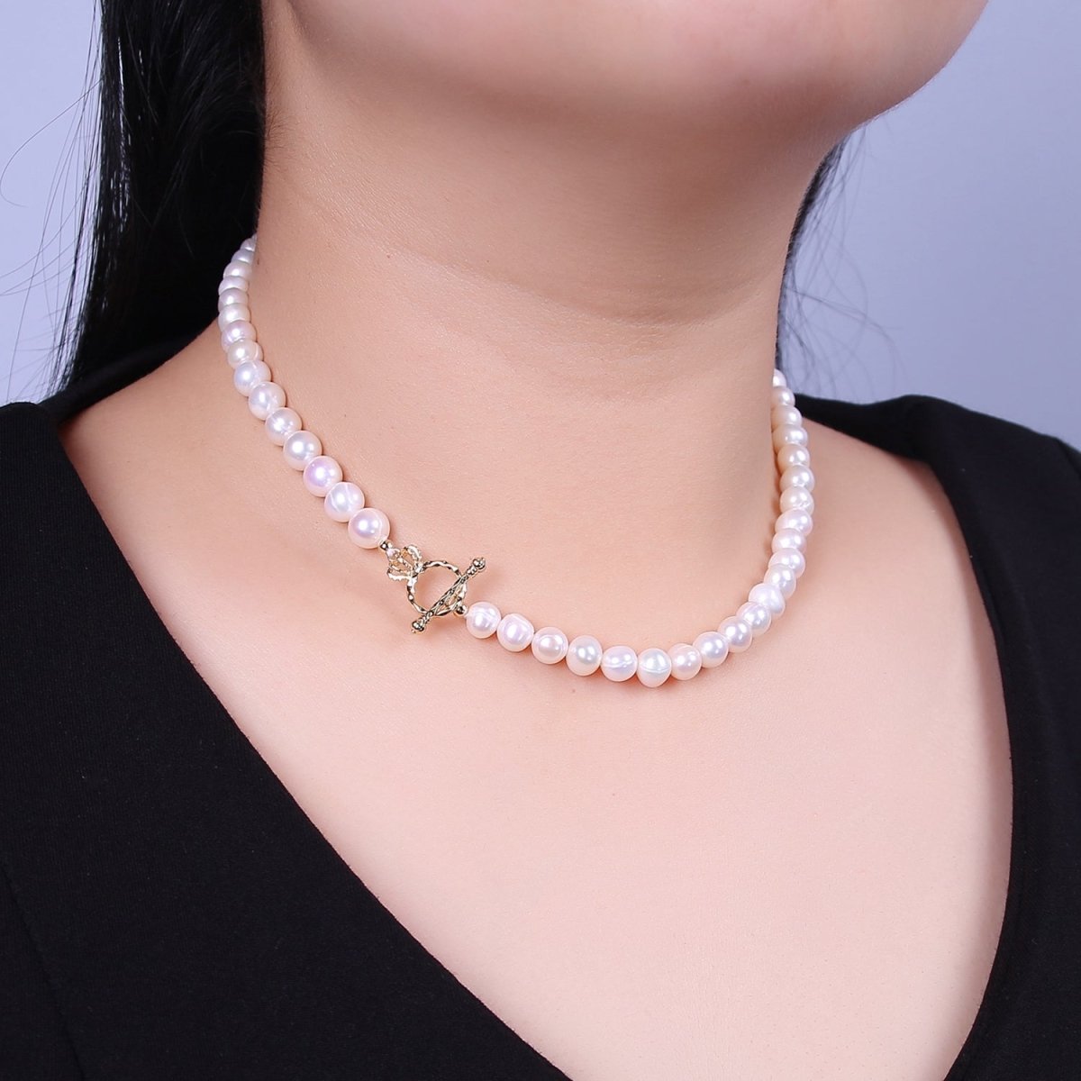 Fresh Water Pearl necklace, T bar necklace, toggle bar necklace, dainty gold necklace, layering necklace, pearl jewelry | WA-869 WA-1161 Clearance Pricing