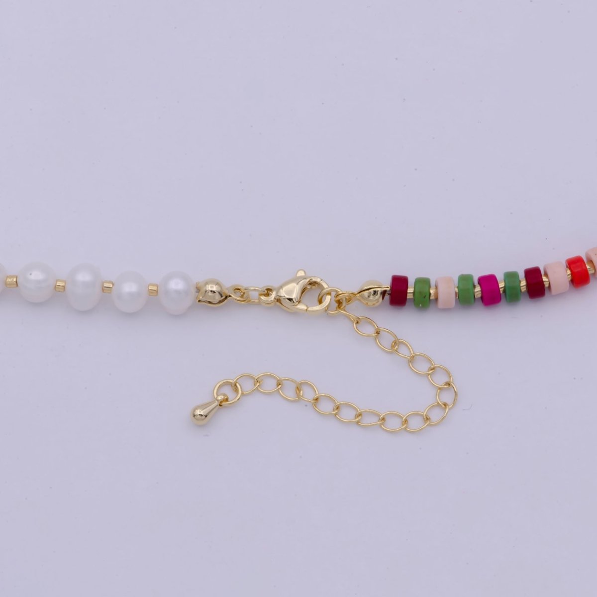 Freshwater Pearl Beaded Necklace Rainbow Multi Color Seed Bead Jewelry, Beach Choker, Genuine Pearl Necklace | WA-510 Clearance Pricing