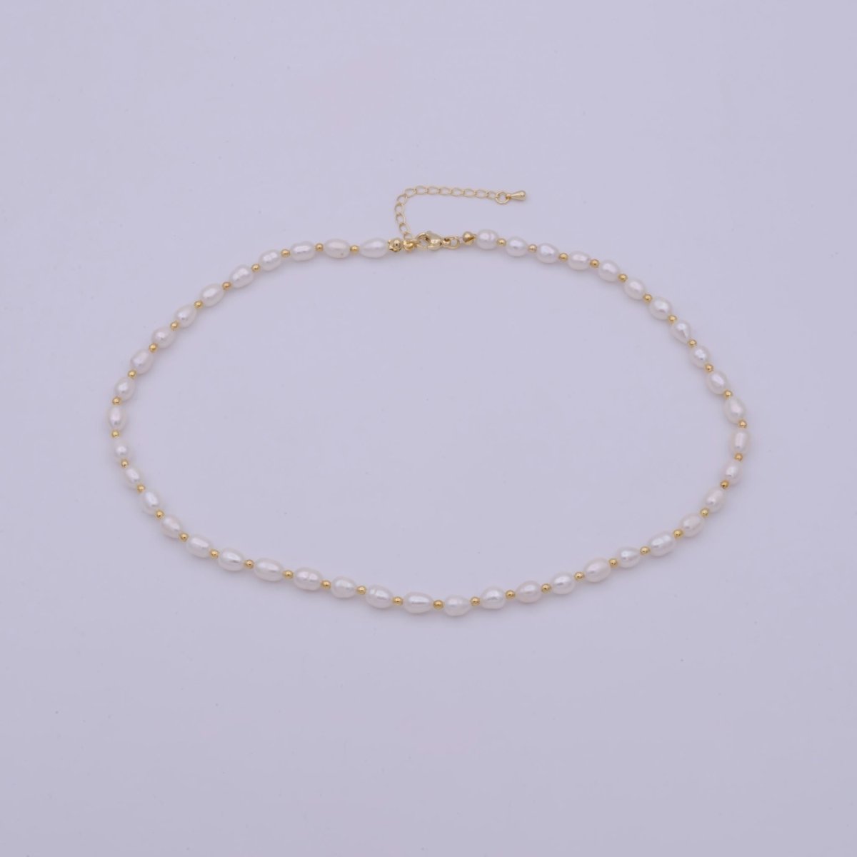 Freshwater Pearl Choker Necklace | Small Dainty Pearl Necklace 16.5 inch + 2 inch extender | WA-509 - DLUXCA