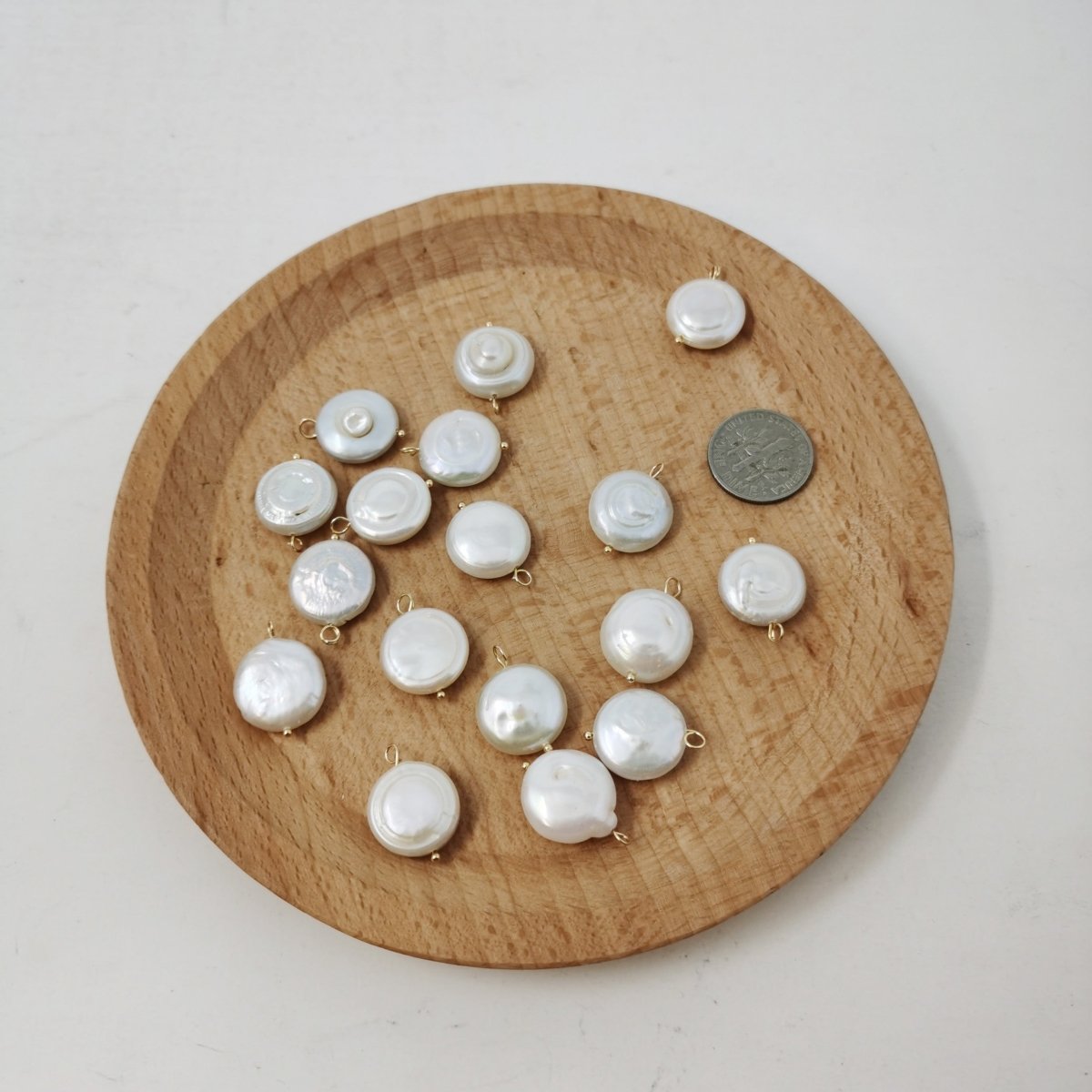 OS Freshwater Pearl Dainty Round Pearl Connectors P-1788