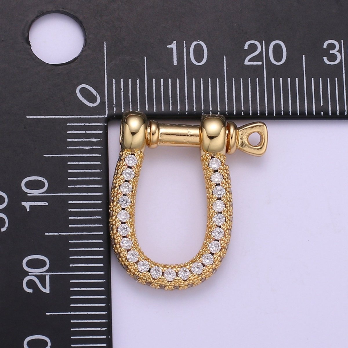 Full Cz Gold Shackle Clasp With Screw Rod for U Lock Micro Pave Carabiner clasp Anchor Shackle for Jewelry Making Component L-263