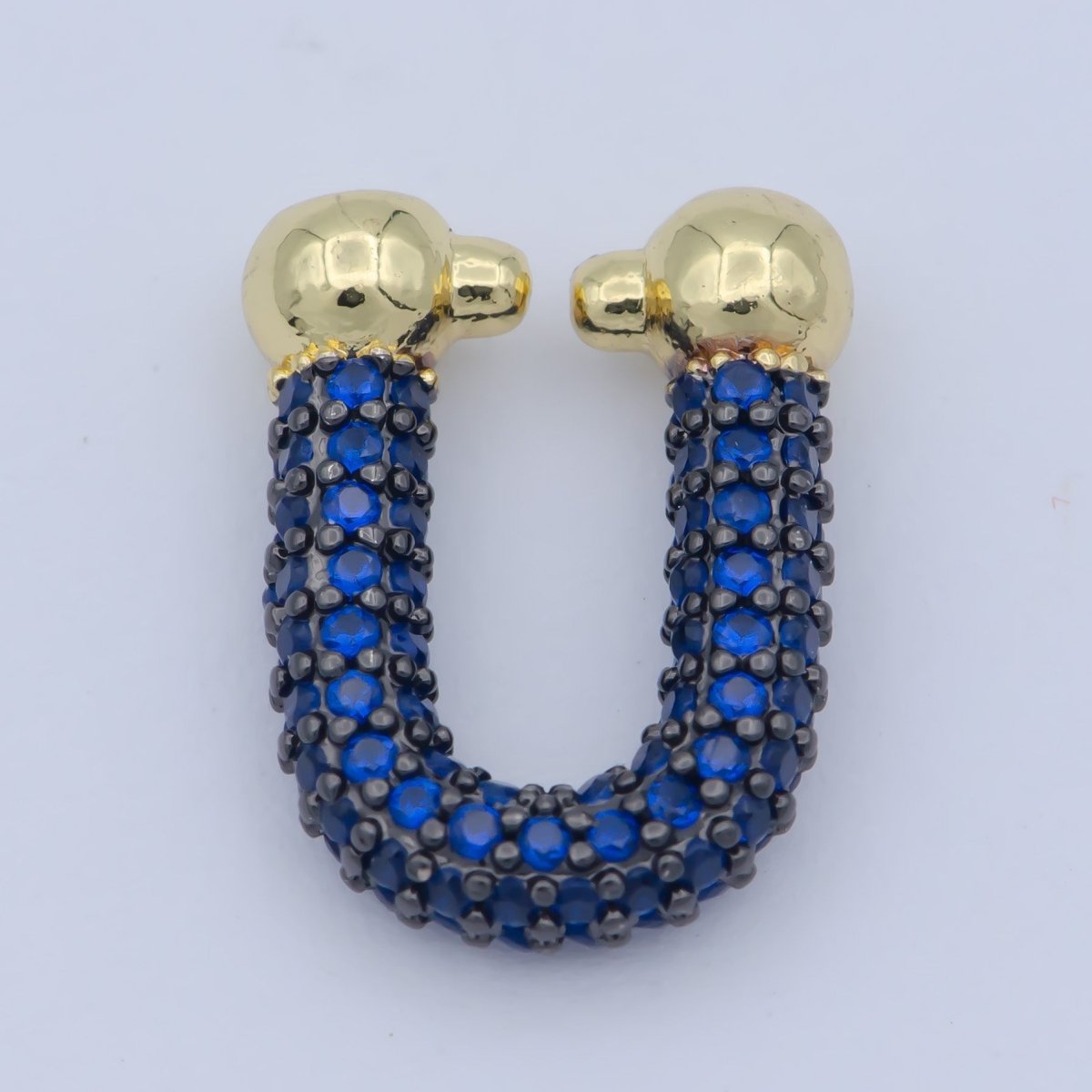 Full Cz Micro Pave U Shape Shackle link for Chain Connector Paper Clip Chunky Bold Chain Green Blue Black Fuschia Clear Cubic Gold Supply L-340~L-345