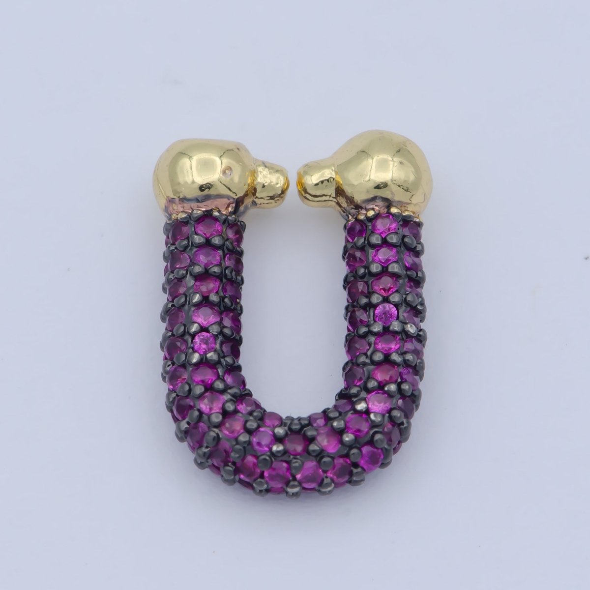Full Cz Micro Pave U Shape Shackle link for Chain Connector Paper Clip Chunky Bold Chain Green Blue Black Fuschia Clear Cubic Gold Supply L-340~L-345
