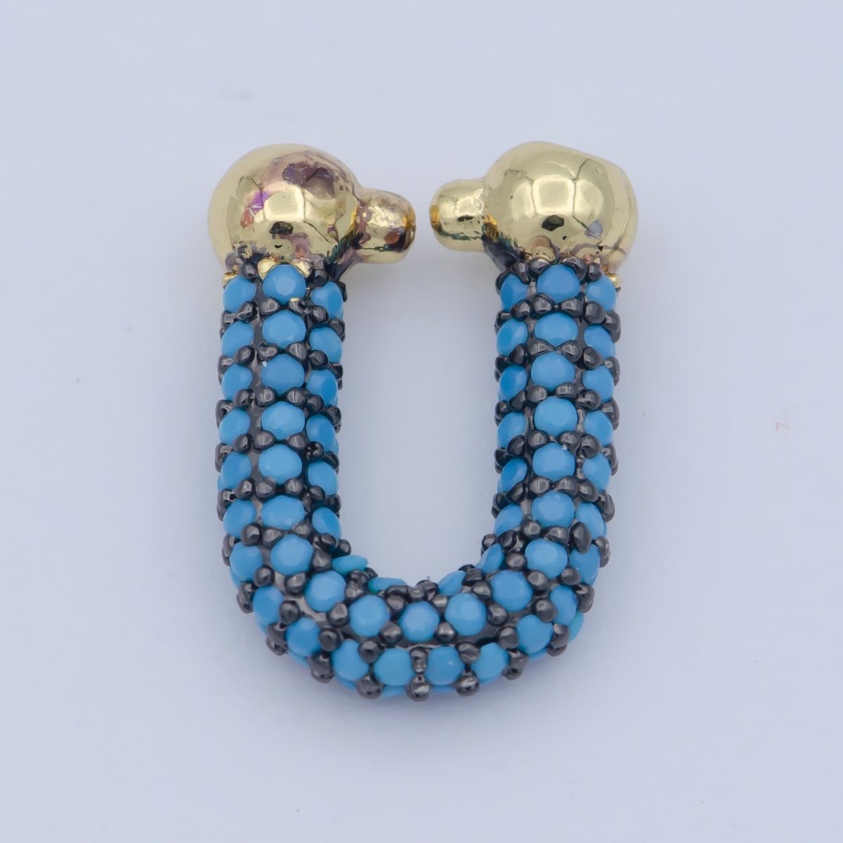 Full Cz Micro Pave U Shape Shackle link for Chain Connector Paper Clip Chunky Bold Chain Green Blue Black Fuschia Clear Cubic Gold Supply L-340~L-345
