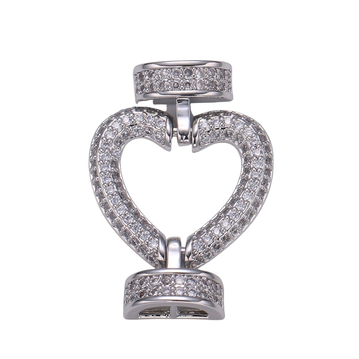 Fully Pave Heart Clasp Buckle Micro paved Clasp Fastener for Beading, 14k Gold Fill Cz Clasp Bracelet necklace jewelry finding Supply Making L-186~L-193