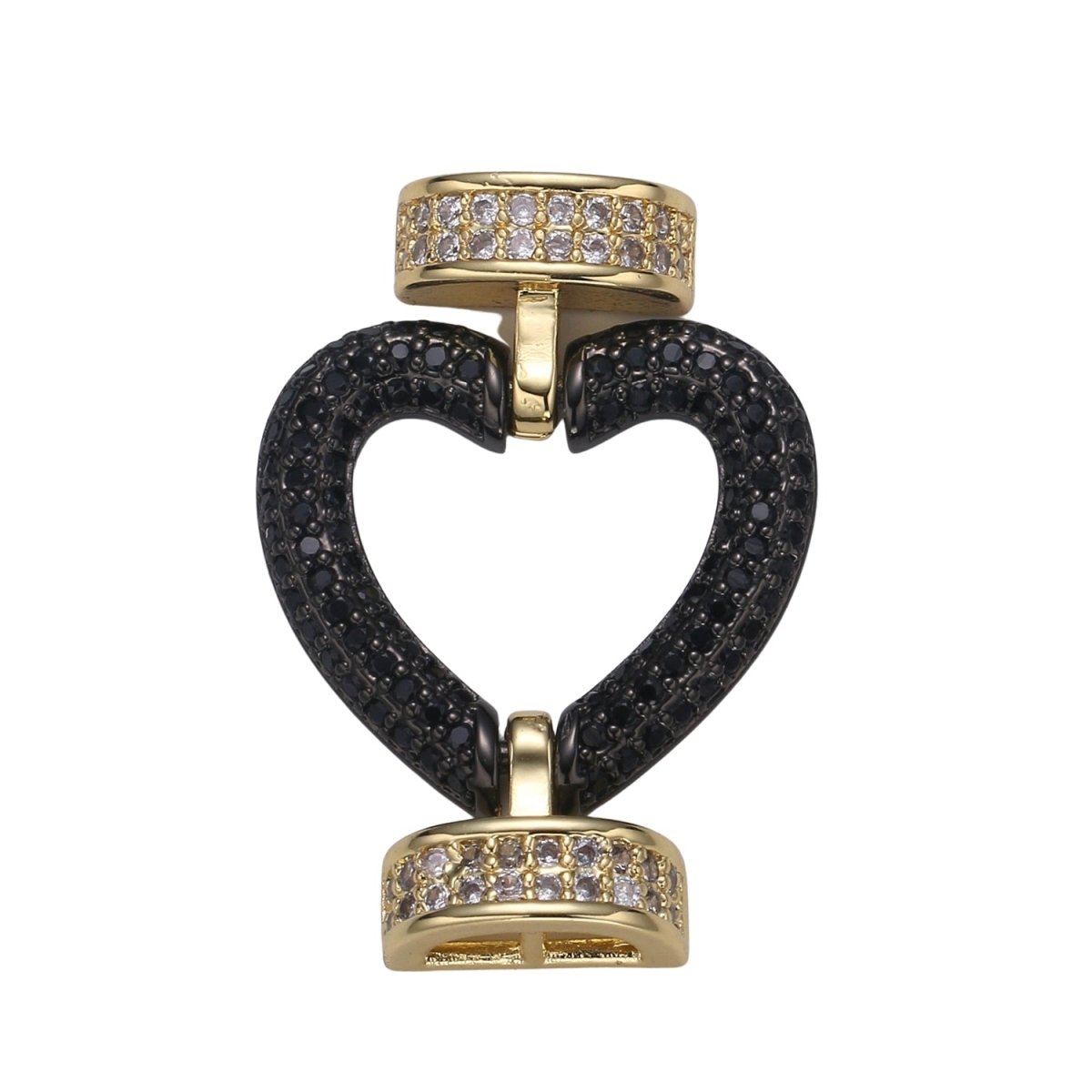 Fully Pave Heart Clasp Buckle Micro paved Clasp Fastener for Beading, 14k Gold Fill Cz Clasp Bracelet necklace jewelry finding Supply Making L-186~L-193