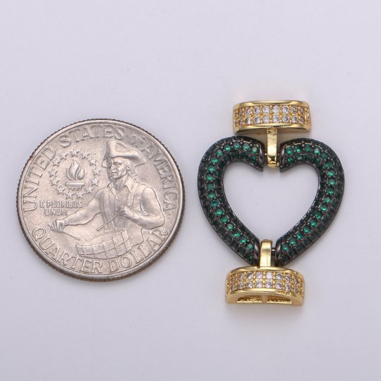 Fully Pave Heart Clasp Buckle Micro paved Clasp Fastener for Beading, 14k Gold Fill Cz Clasp Bracelet necklace jewelry finding Supply Making L-186~L-193