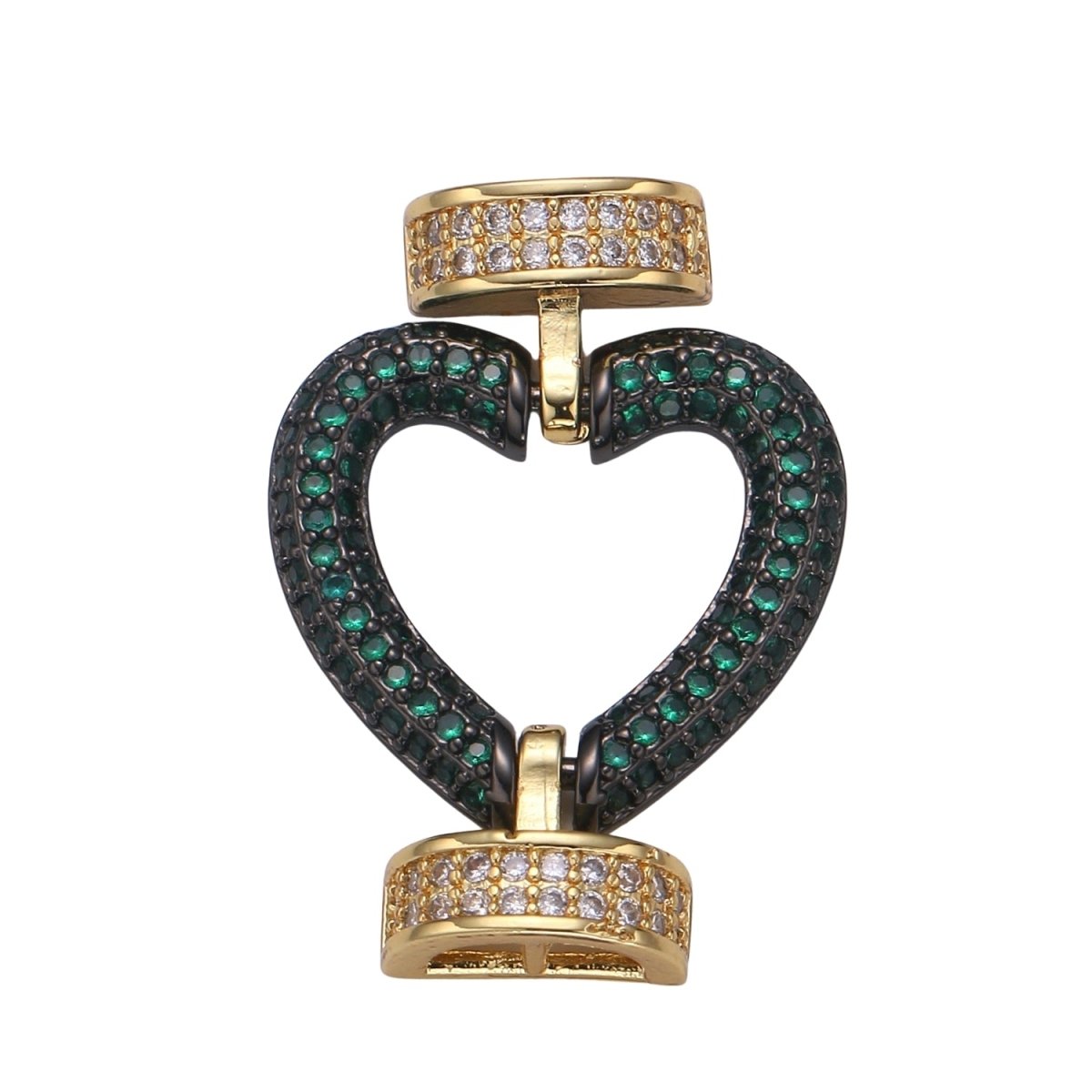 Fully Pave Heart Clasp Buckle Micro paved Clasp Fastener for Beading, 14k Gold Fill Cz Clasp Bracelet necklace jewelry finding Supply Making L-186~L-193