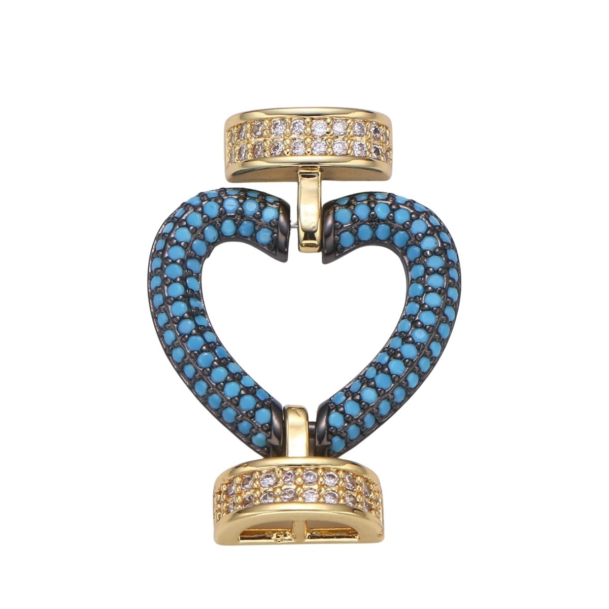 Fully Pave Heart Clasp Buckle Micro paved Clasp Fastener for Beading, 14k Gold Fill Cz Clasp Bracelet necklace jewelry finding Supply Making L-186~L-193
