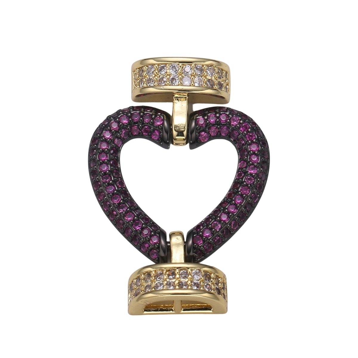 Fully Pave Heart Clasp Buckle Micro paved Clasp Fastener for Beading, 14k Gold Fill Cz Clasp Bracelet necklace jewelry finding Supply Making L-186~L-193
