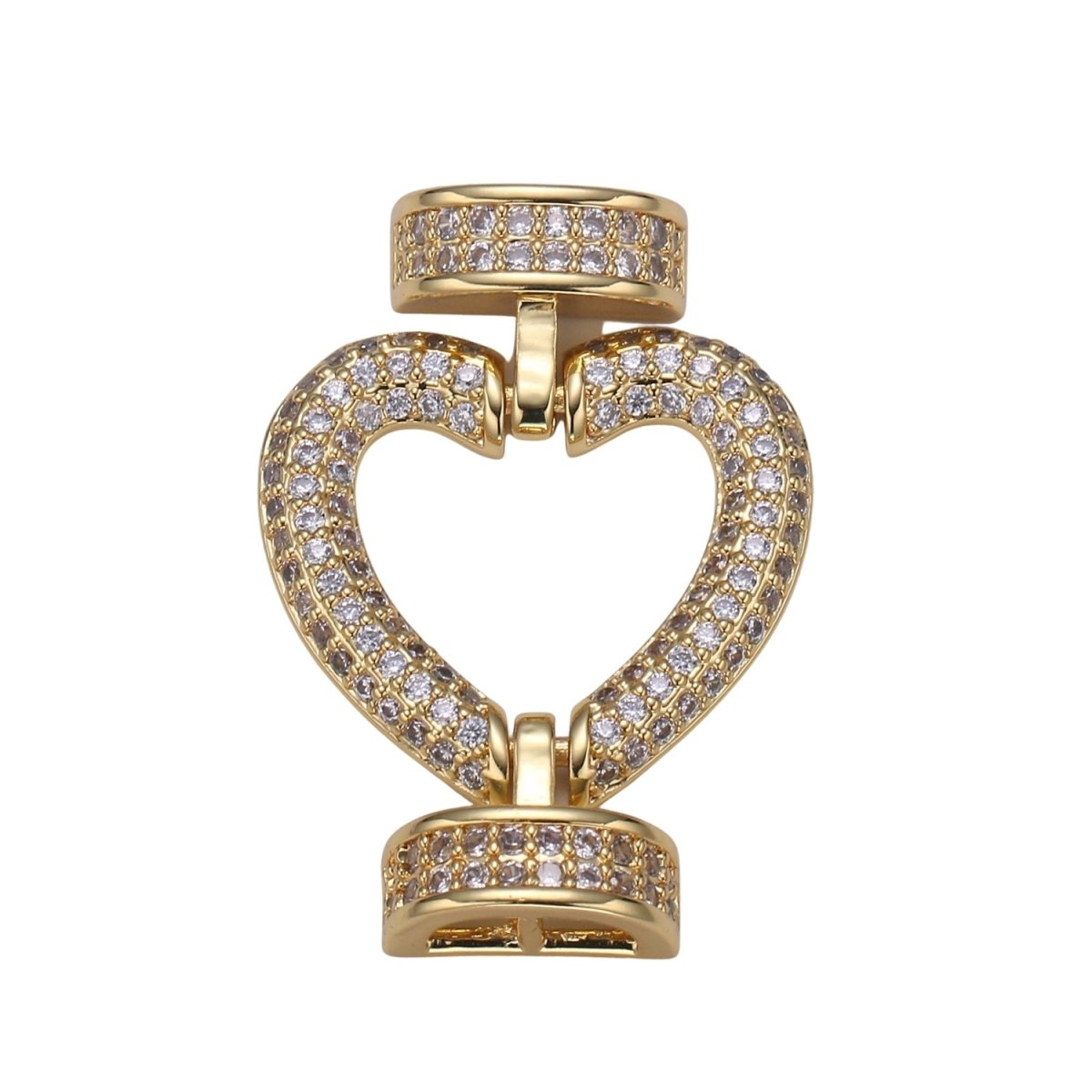 Fully Pave Heart Clasp Buckle Micro paved Clasp Fastener for Beading, 14k Gold Fill Cz Clasp Bracelet necklace jewelry finding Supply Making L-186~L-193