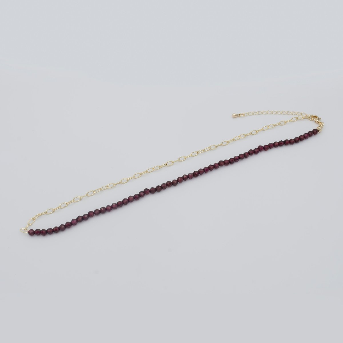 Fused 4mm Red Garnet Beads necklace w/ 14k Gold Filled Necklace, Mixed Oval Link Chain Necklace Ready To Wear Two Tone Necklace | WA-022 Clearance Pricing