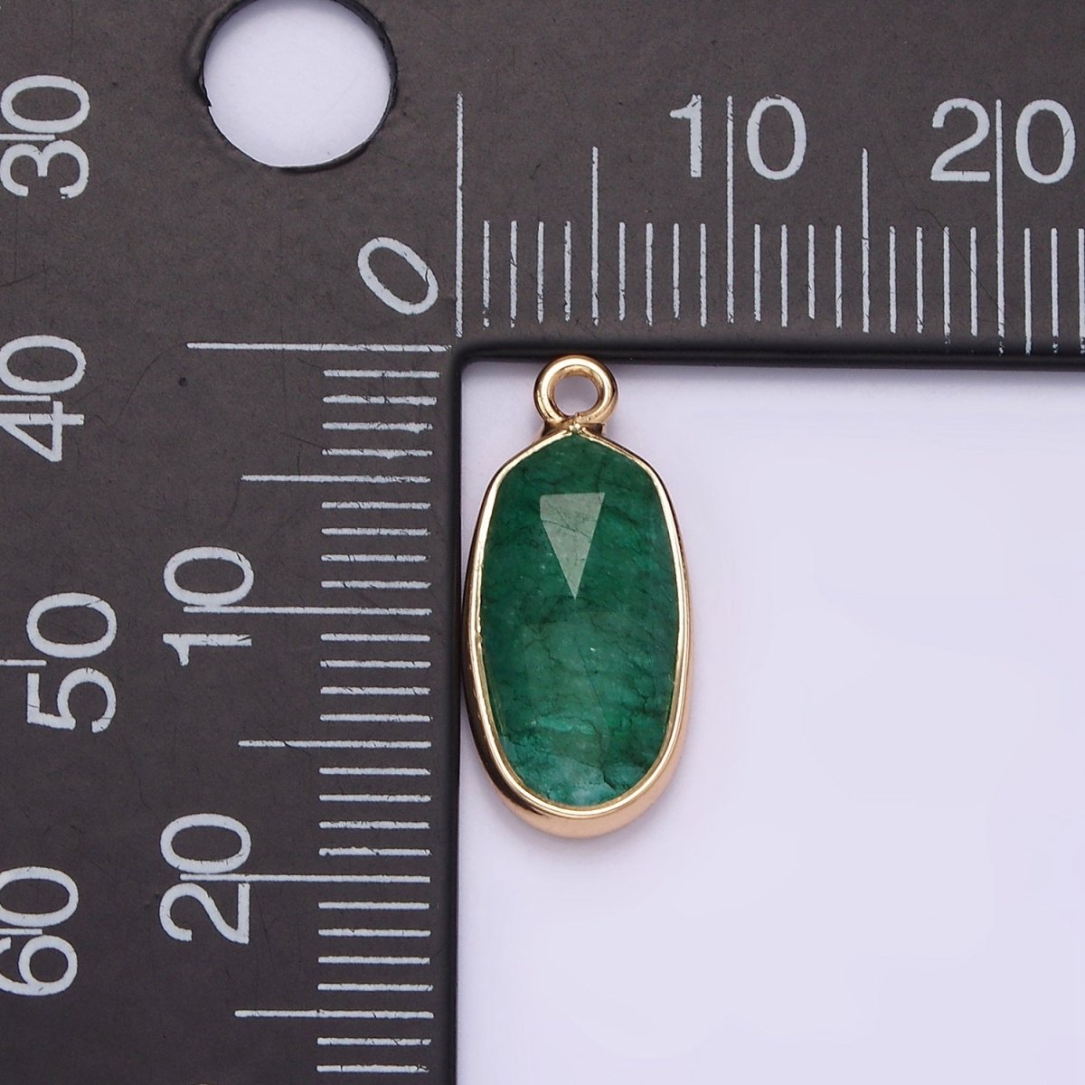 Gemstone Faceted Oval Gold Edge Pendant Charm Rose Quartz Onyx Amazon Charm N-1705 - N-1712