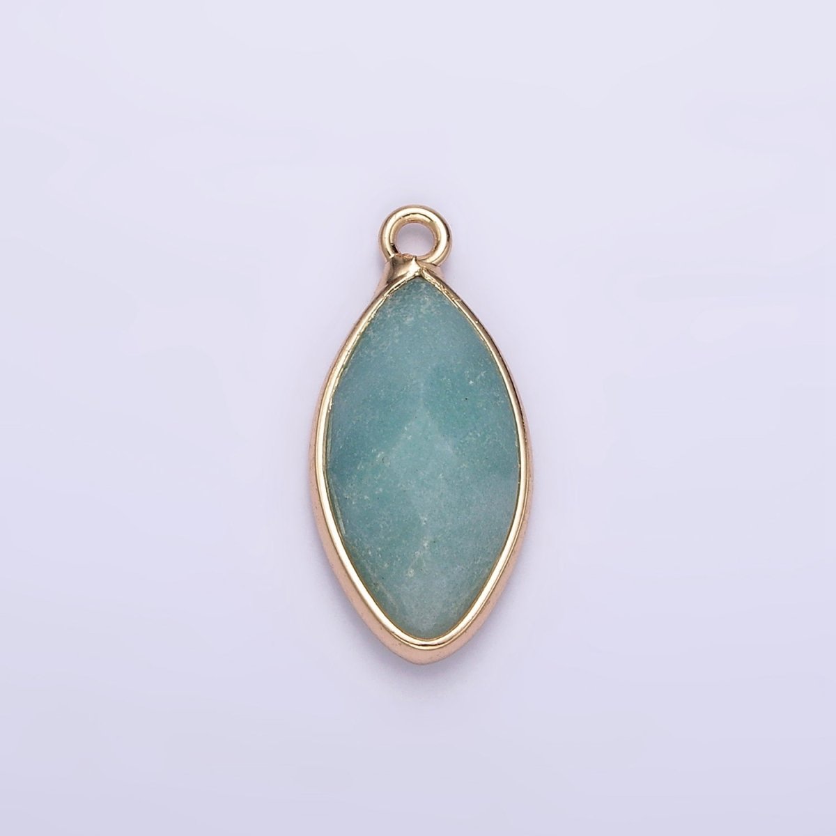 Gemstone Faceted Oval Gold Edge Pendant Charm Rose Quartz Onyx Amazonite Charm N1726 N1727 N1743 N1744