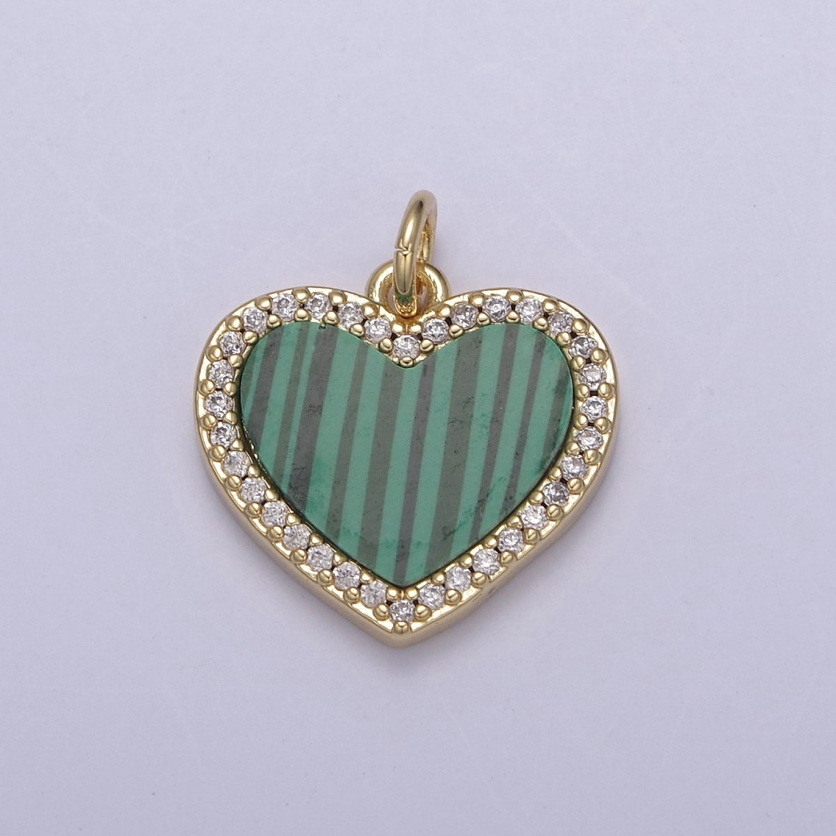 Gemstone Heart Charm, Boho Heart Pendant for Necklace, Turquoise Heart Pendant, Malachite Heart Pendant, Tiger Eye Pearl Abalone Heart Charm for Jewelry Making N-896 - N-900