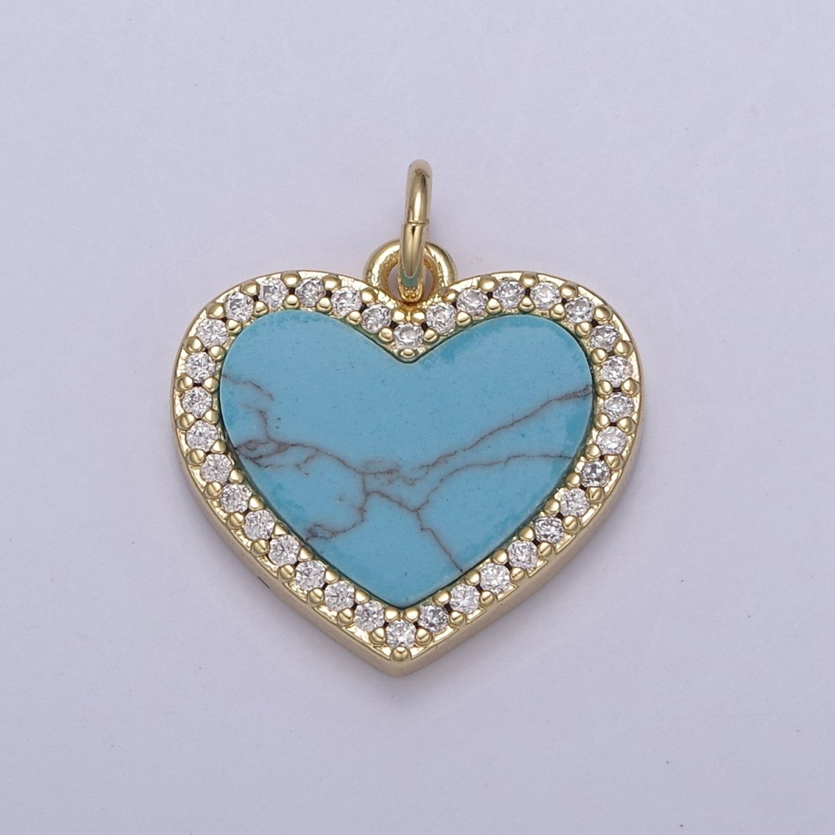 Gemstone Heart Charm, Boho Heart Pendant for Necklace, Turquoise Heart Pendant, Malachite Heart Pendant, Tiger Eye Pearl Abalone Heart Charm for Jewelry Making N-896 - N-900