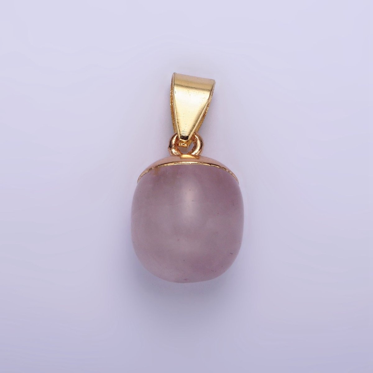 Gemstone Oval Potato Gold Pendant Charm Rose Quartz Moonstone Amethyst Amazonite Charm N1305 N1306 N1307 N1308