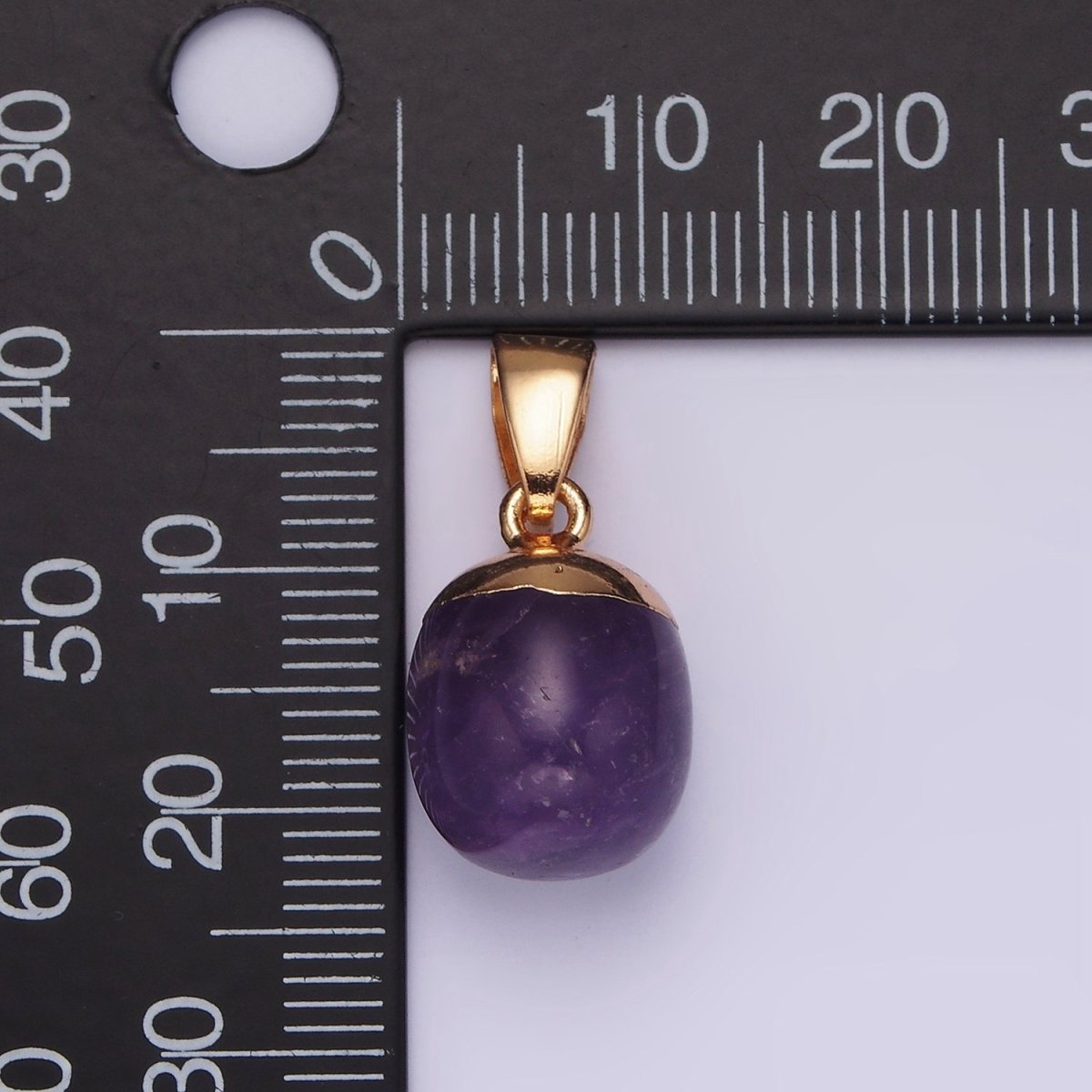 Gemstone Oval Potato Gold Pendant Charm Rose Quartz Moonstone Amethyst Amazonite Charm N1305 N1306 N1307 N1308
